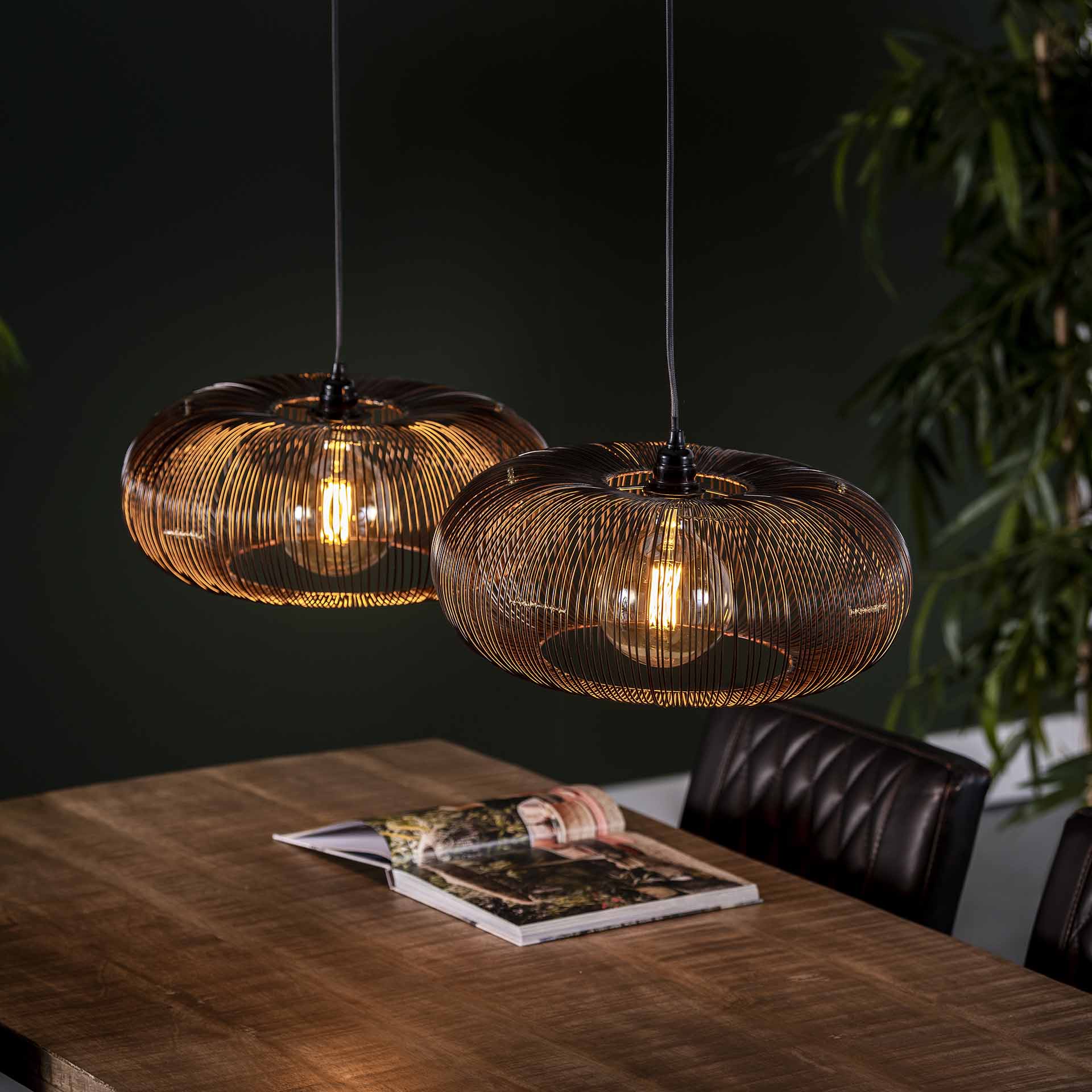 Suspension contemporaine 2 lampes style disques RALF