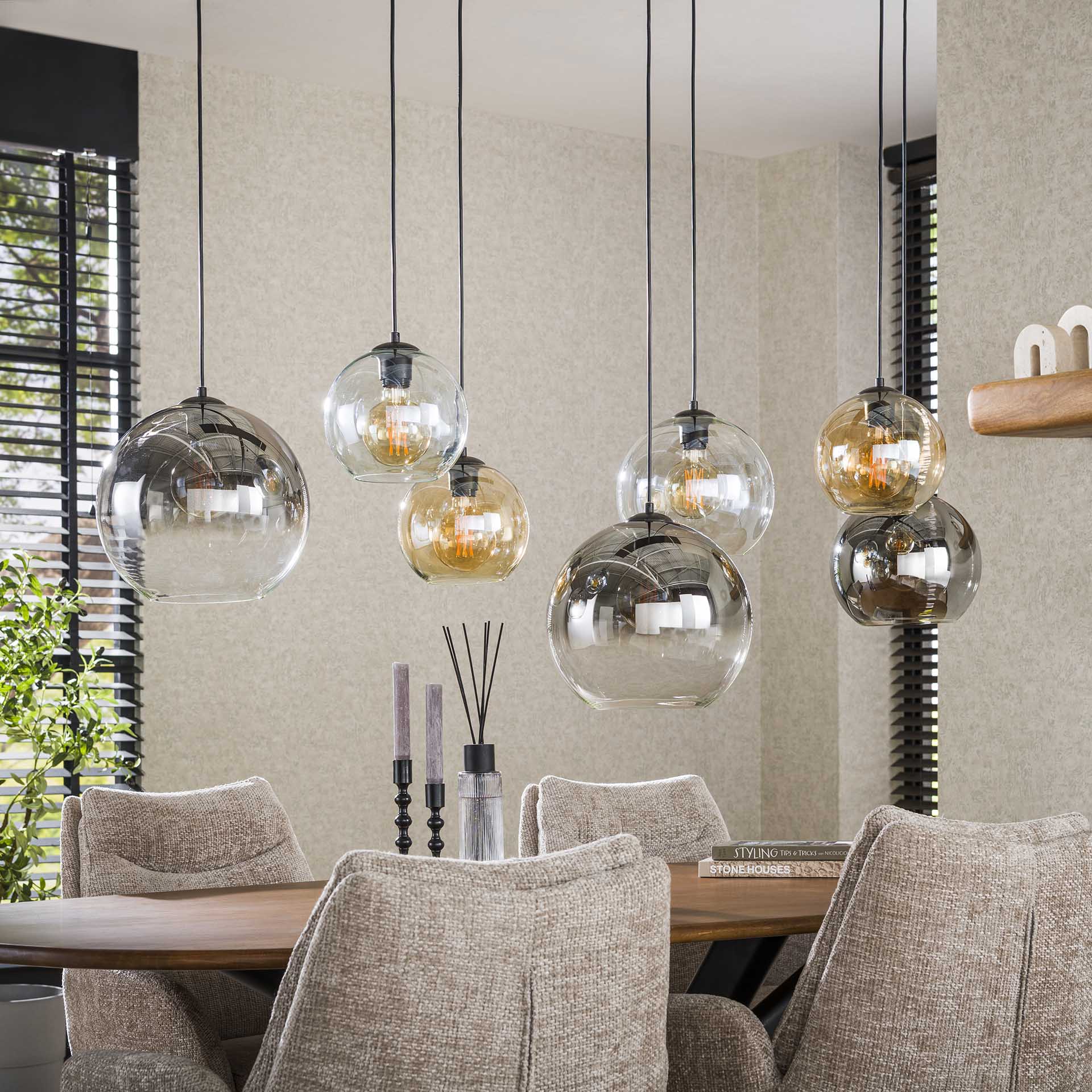 Suspension globe 7 lampes multicolores NOVA