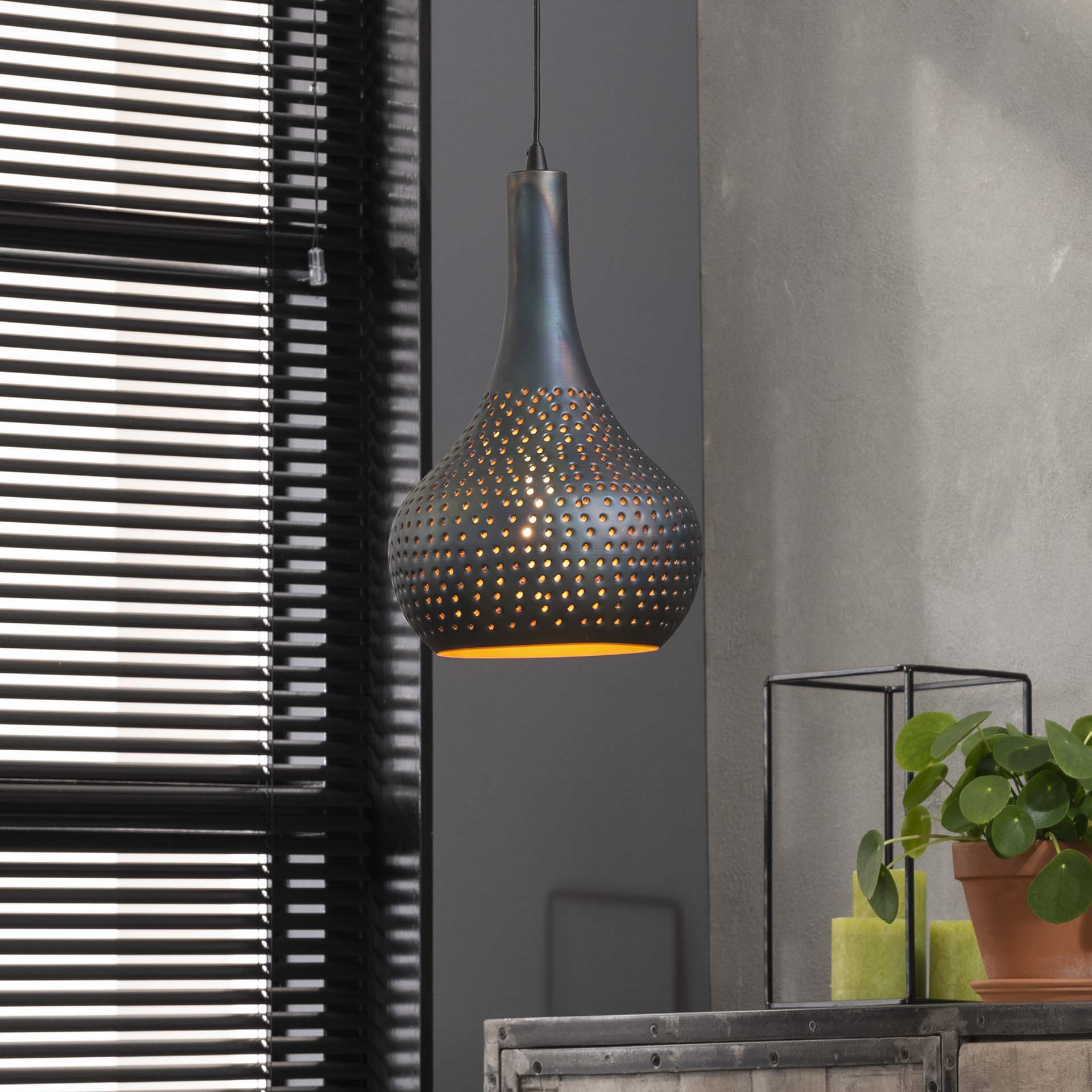 Suspension moderne 1 lampe forme goutte finition couleur cuivre JAVA