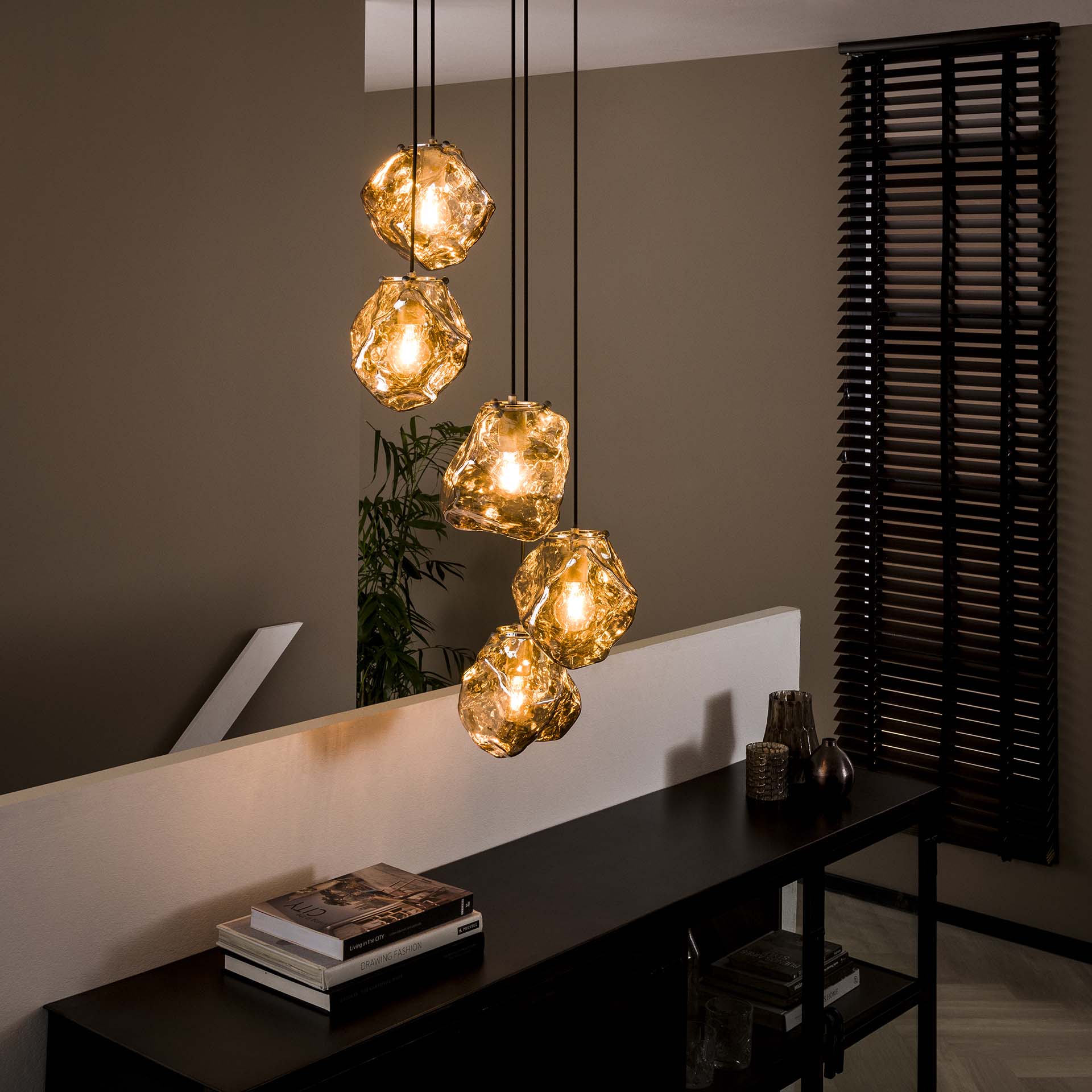 Suspension moderne étagée 5 lampes NIAGARA