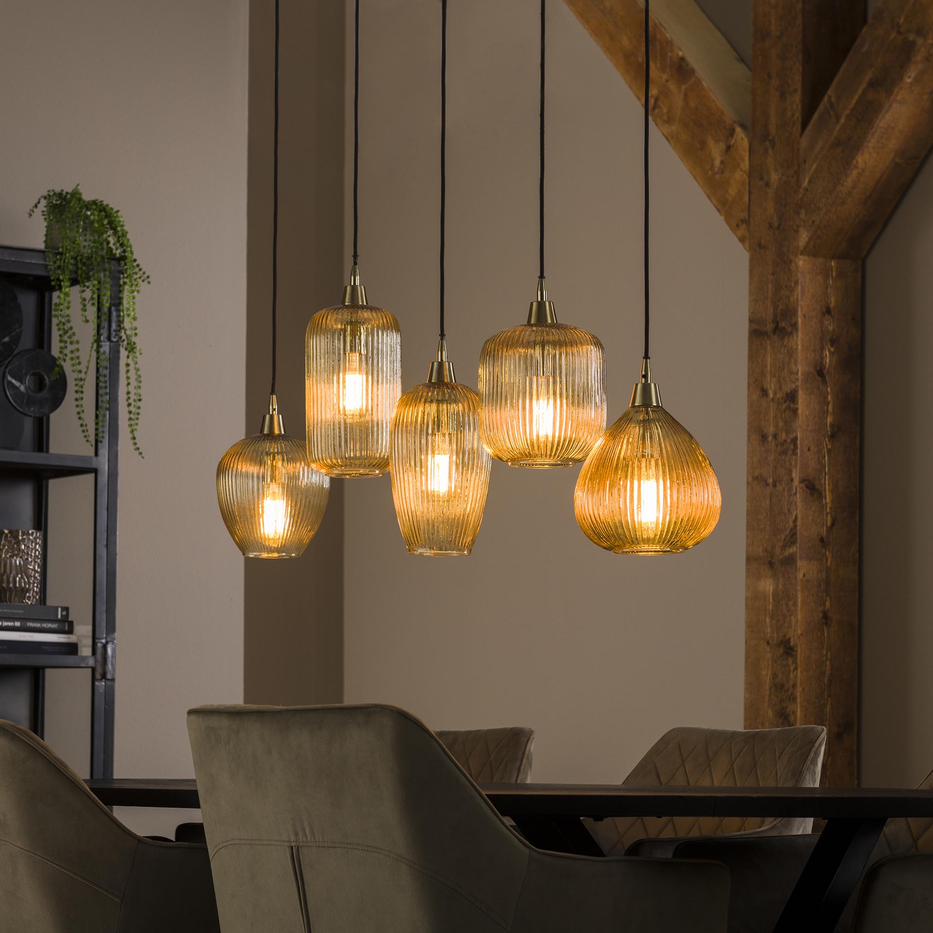 Suspension vintage multiple 5 lampes NOVA