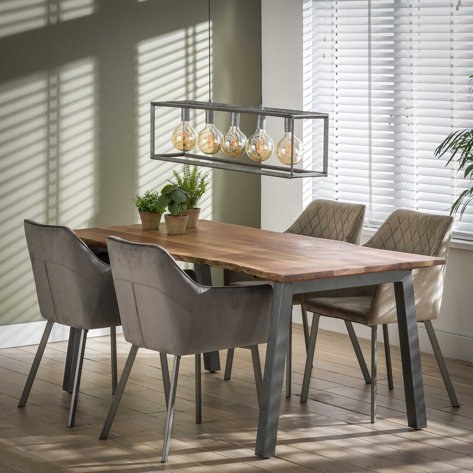 Table à manger bois d'acacia métal 180 MELBOURNE