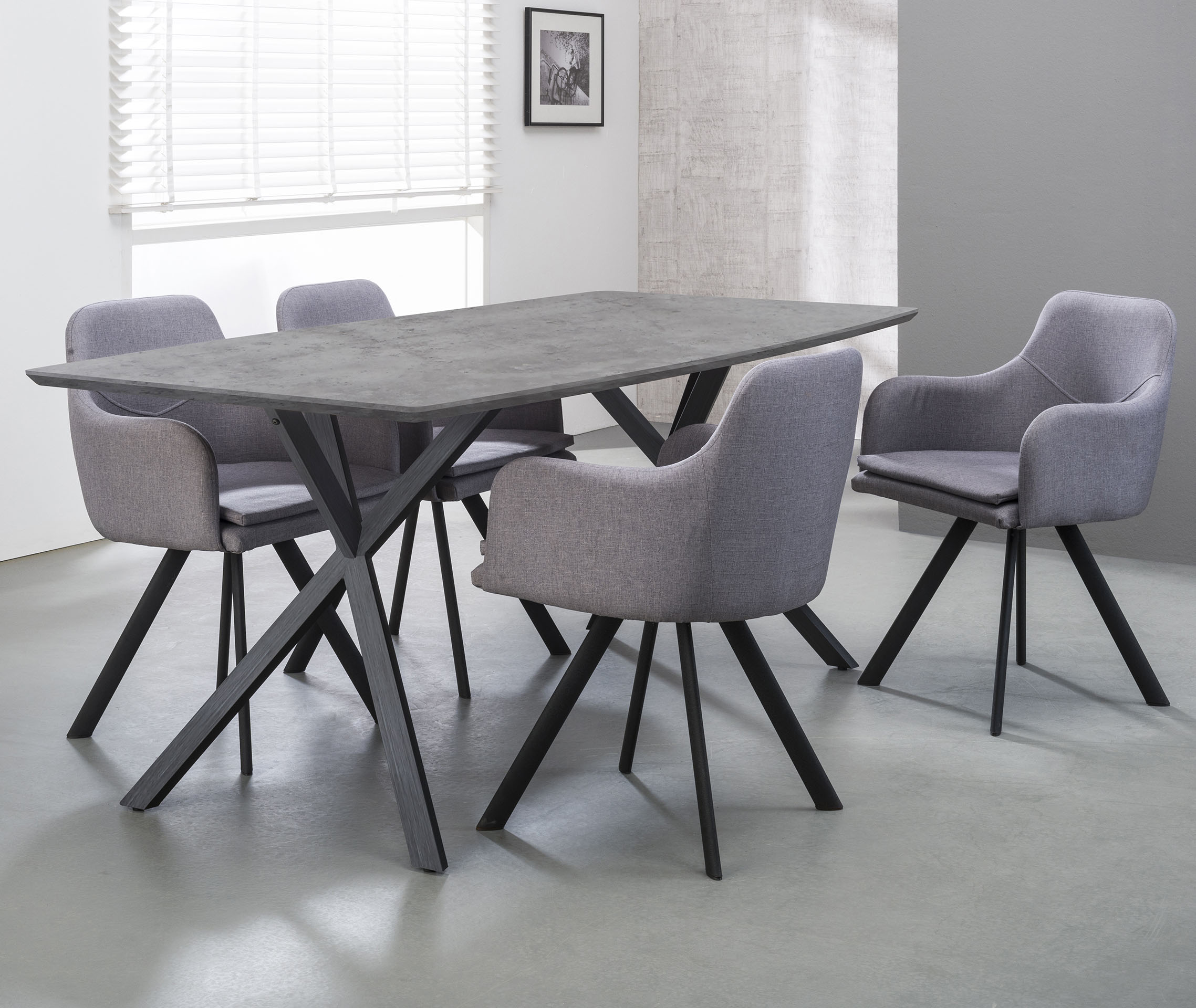 Table à manger contemporaine effet béton 160 cm HELSINKI