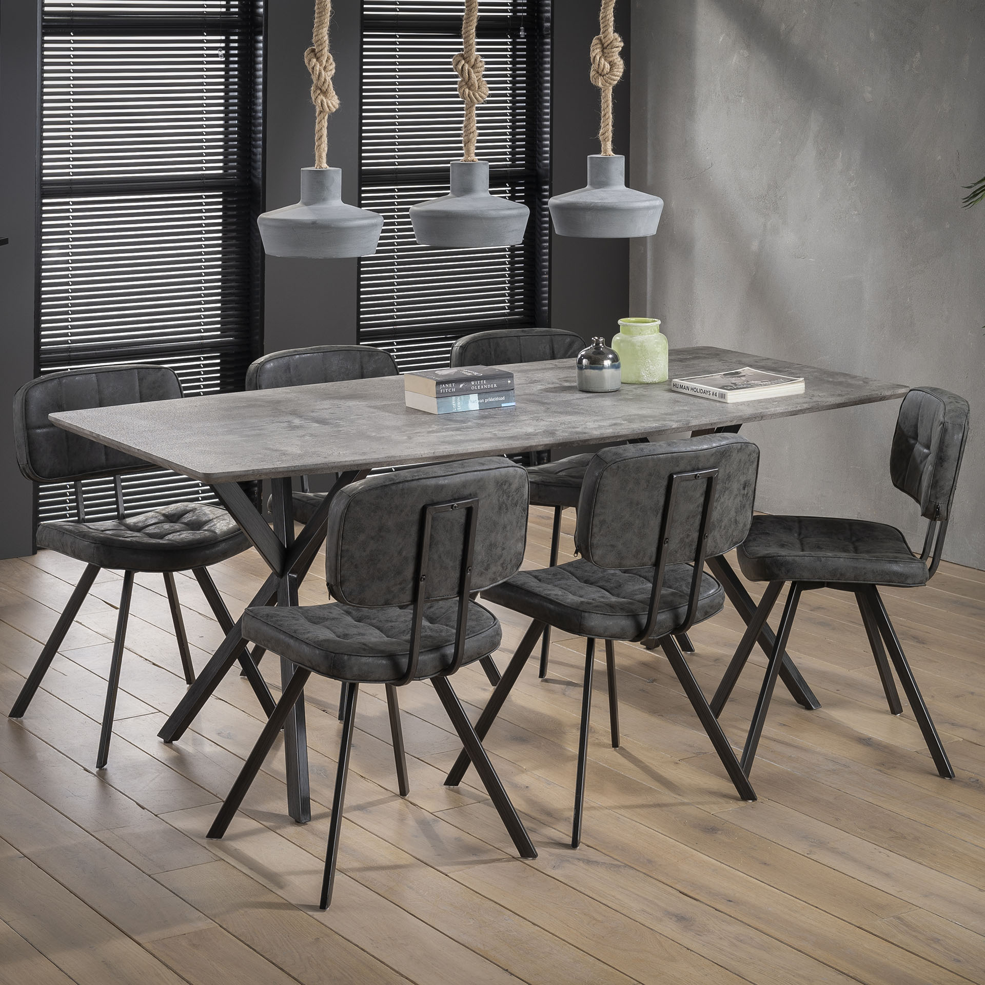 Table à manger contemporaine effet béton 190 cm HELSINKI
