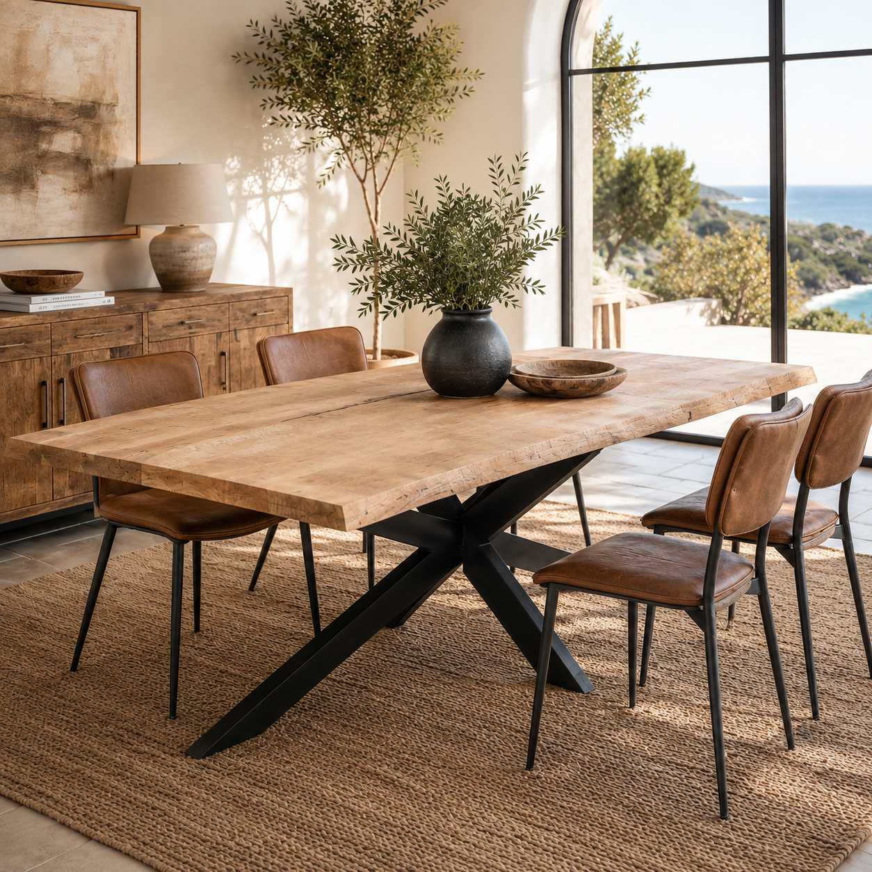 Table à manger en bois à pied central 180 cm FULTON