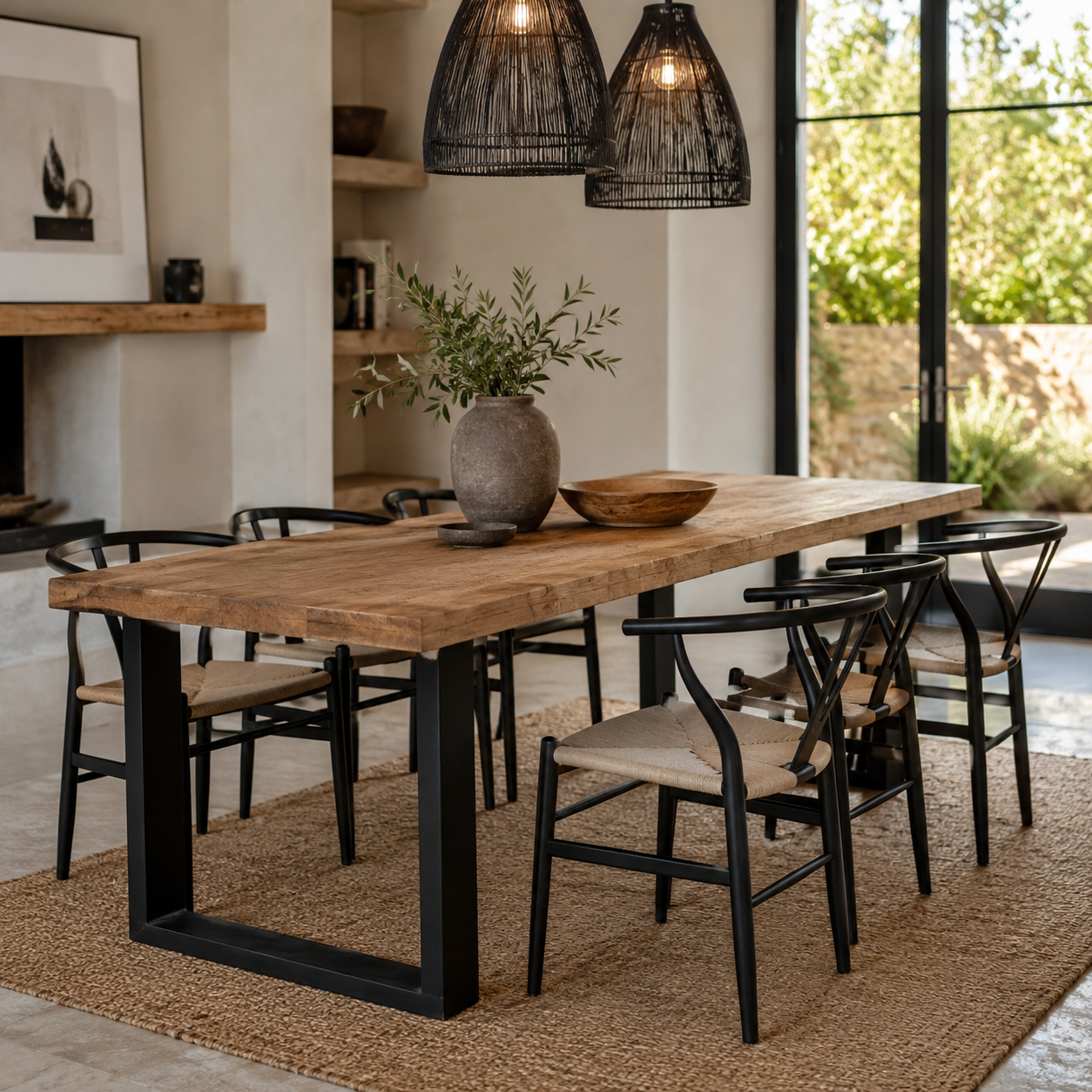 Table à manger en bois à pieds en U 160 cm FULTON
