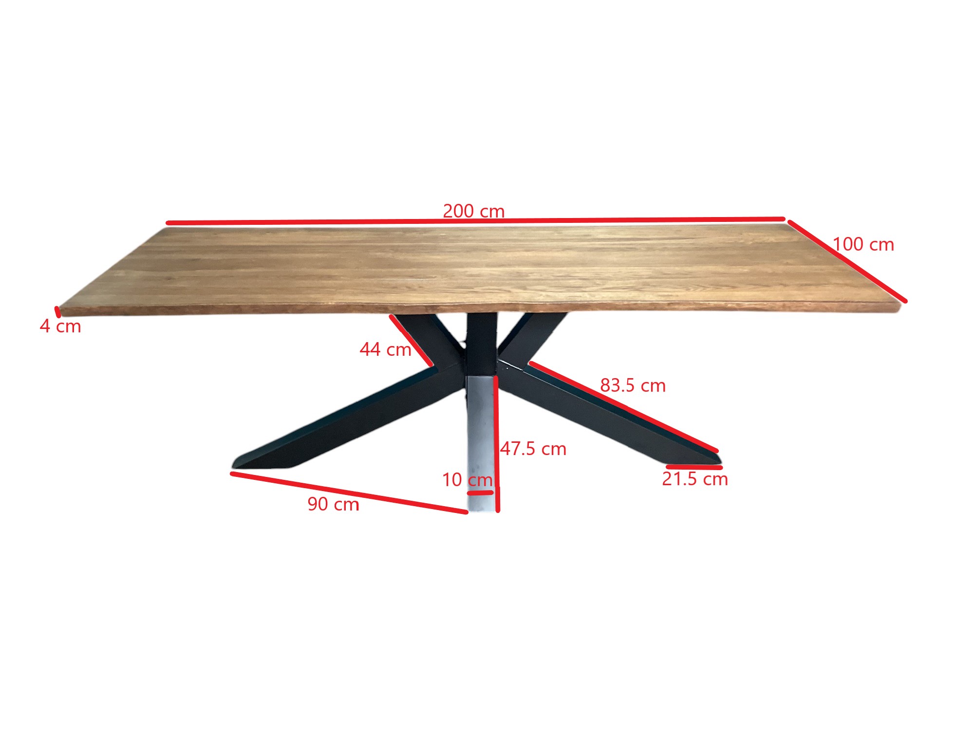 Table à manger en bois de chêne bordures naturelles 200 cm OKA