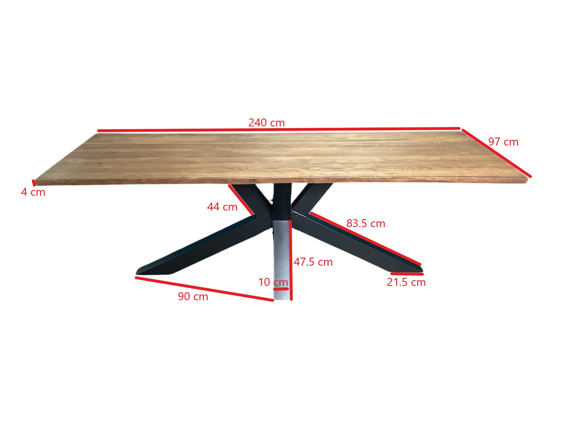 Table à manger en bois de chêne bordures naturelles 240 cm OKA