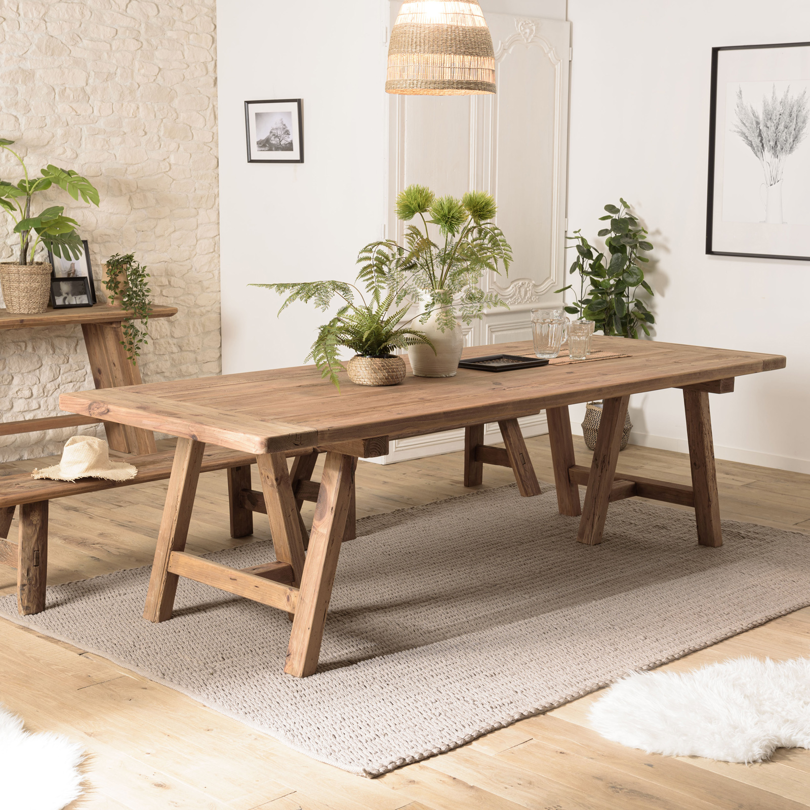 Table à manger en pin recyclé 270 cm DENVER