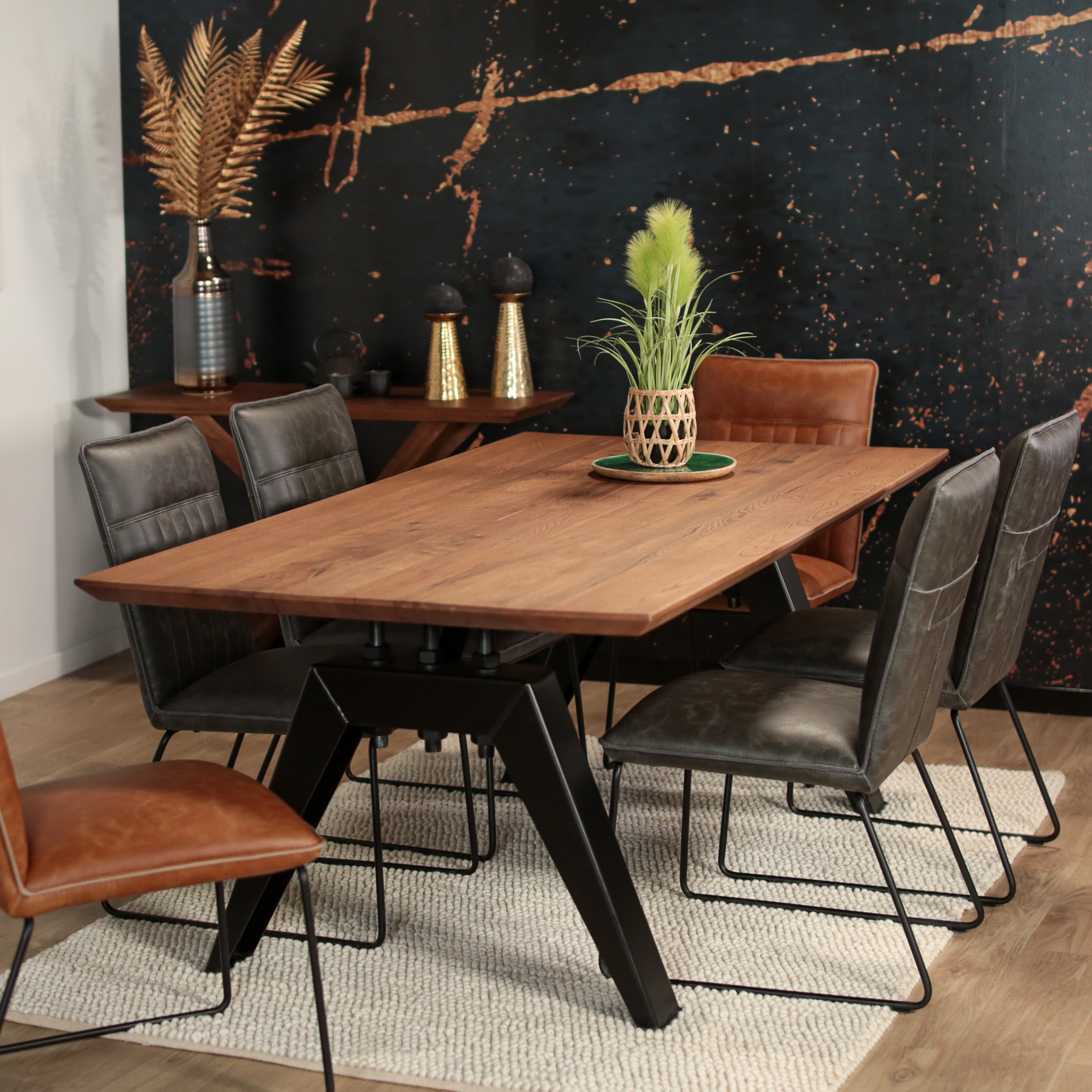 Table à manger extensible en chêne brun 200 cm PALERME