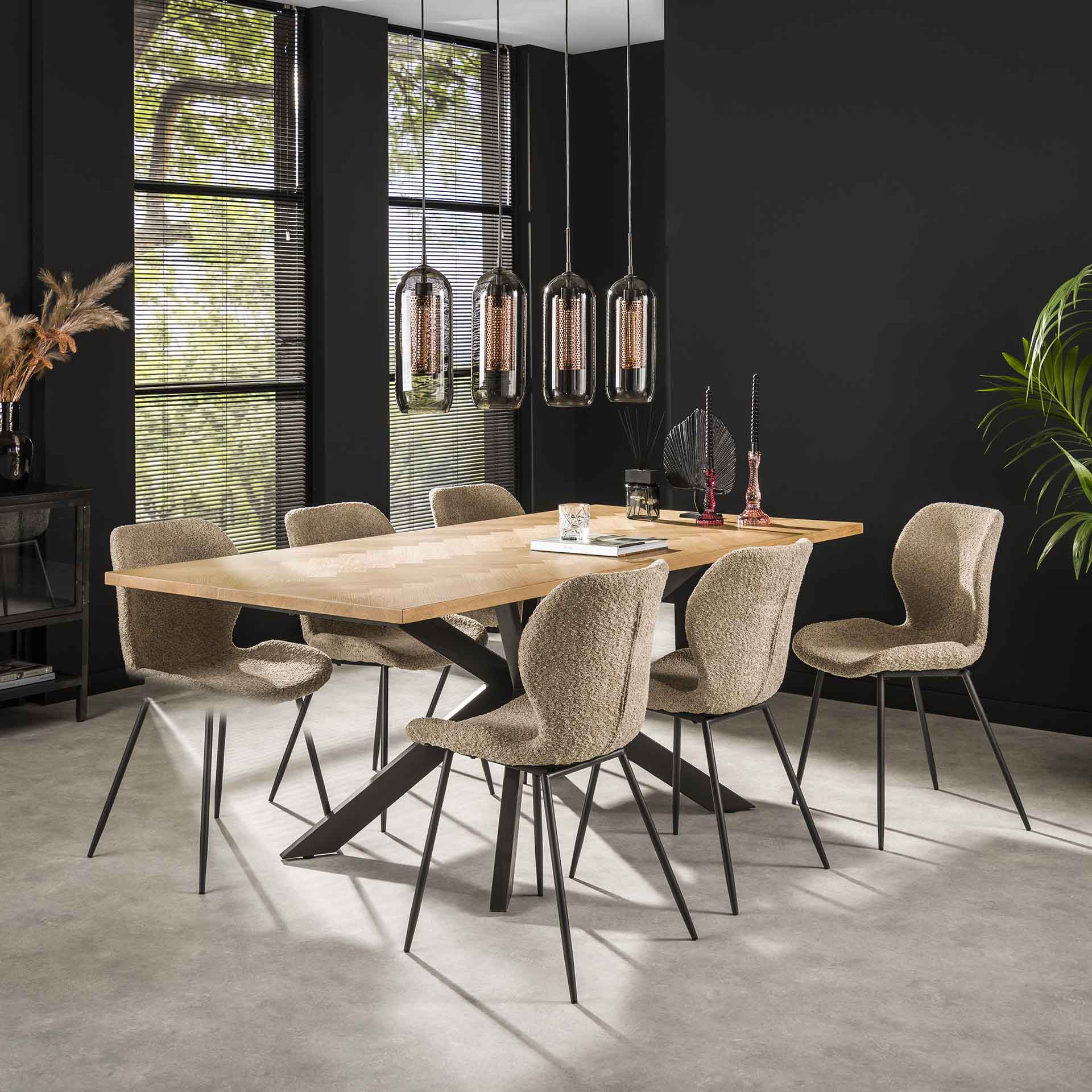 Table à manger moderne motif chevron 200 cm GOTEBORG