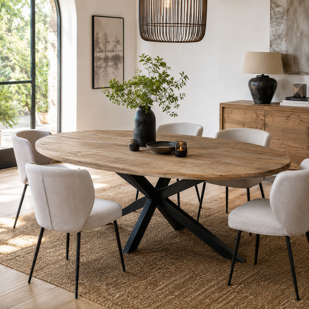 Table à manger ovale en bois de manguier 180 cm FULTON