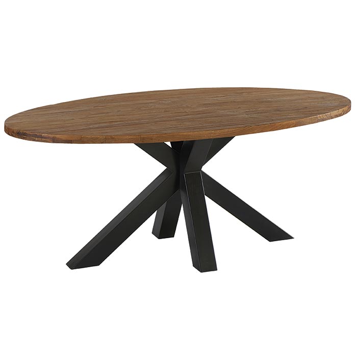 Table à manger ovale en bois de teck recyclé 190 cm ONTARIO