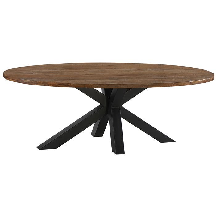 Table à manger ovale en bois de teck recyclé 220 cm ONTARIO