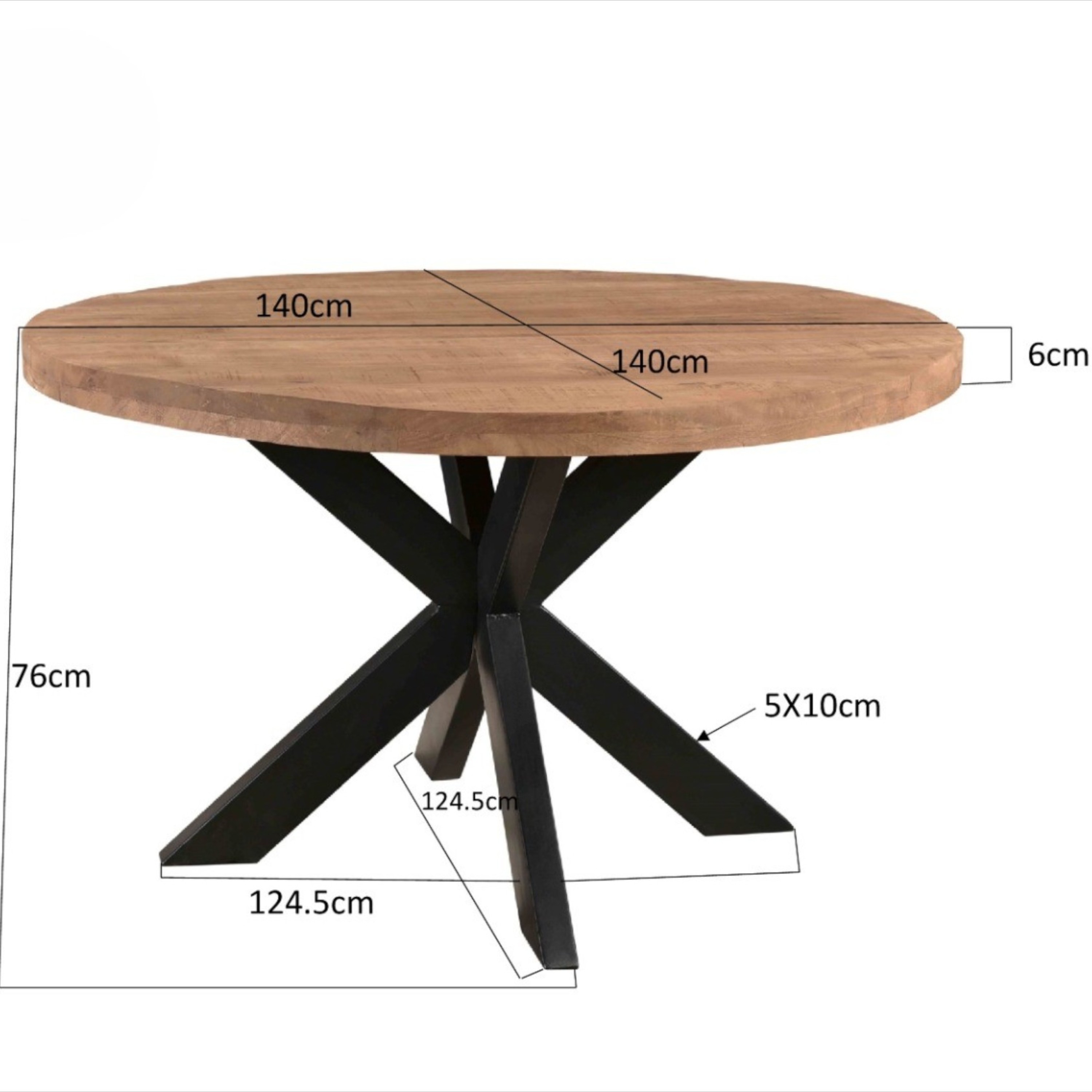 Table à manger ronde en bois de manguier Ø140 cm FULTON