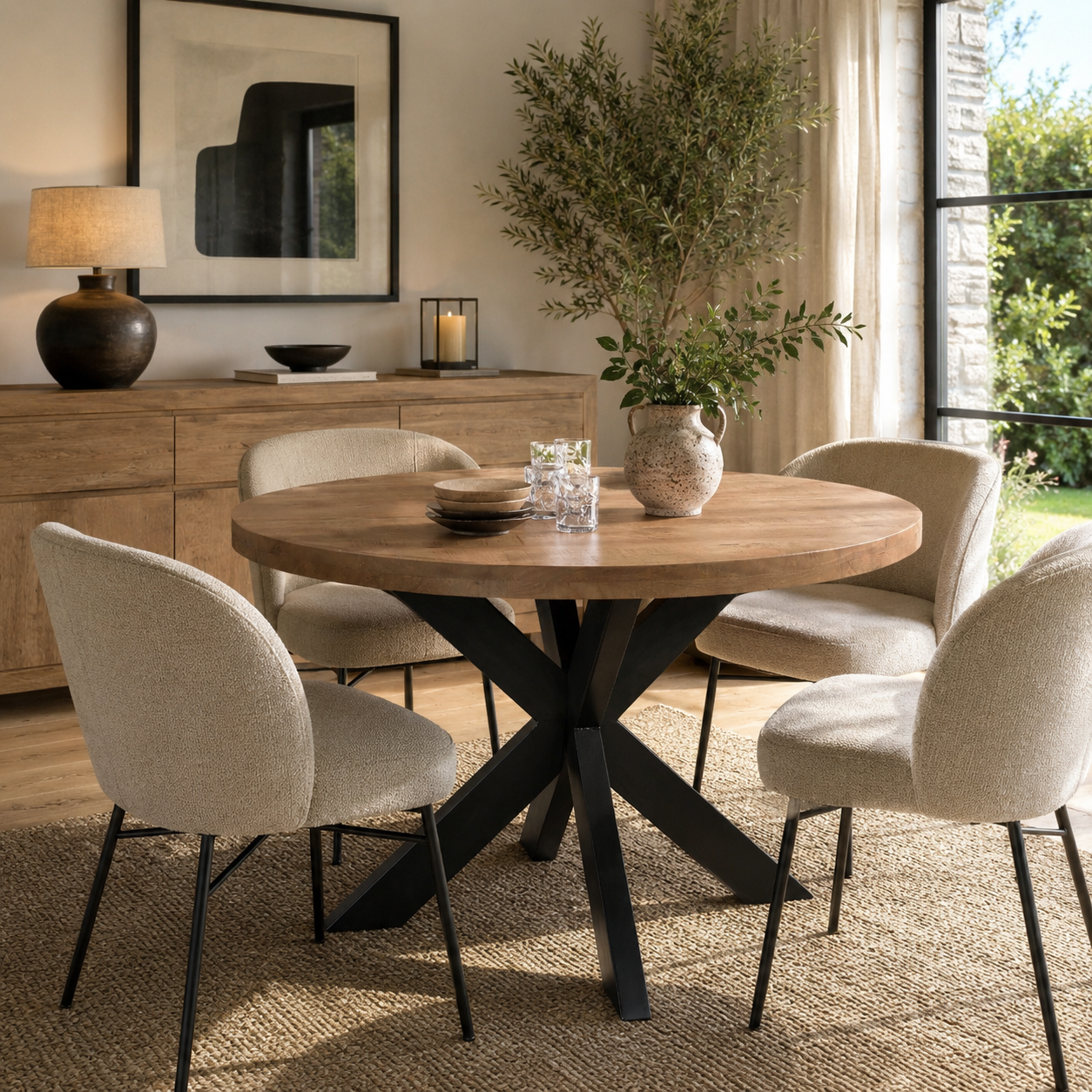 Table à manger ronde en bois de manguier Ø150 cm FULTON