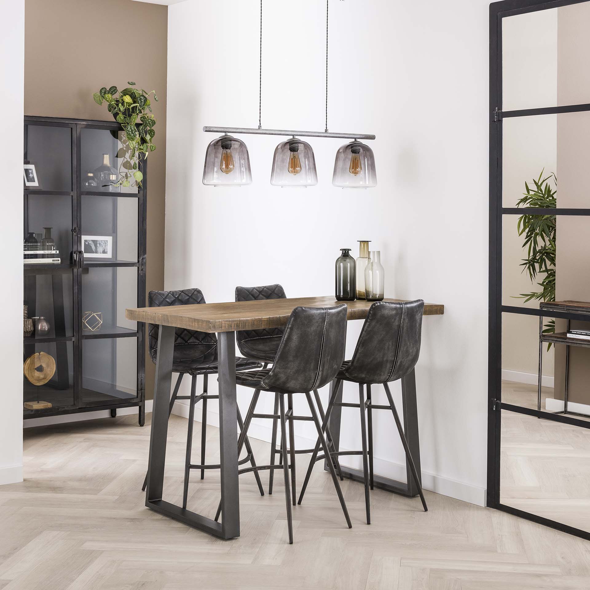 Table bar bois de manguier acier 135 cm LUCKNOW