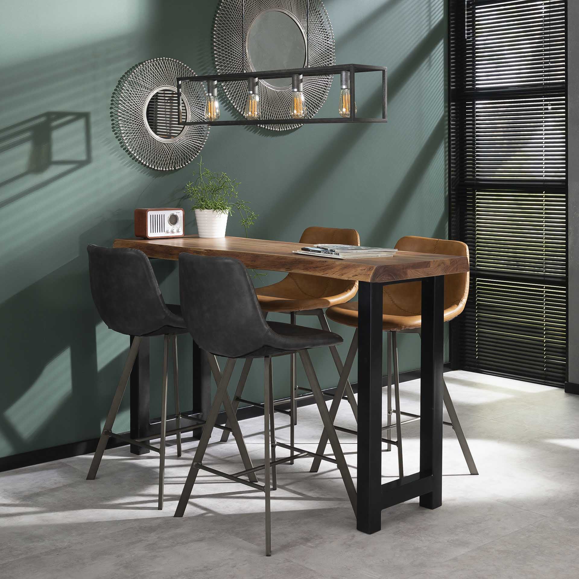 Table bar bois massif métal 150 cm MELBOURNE