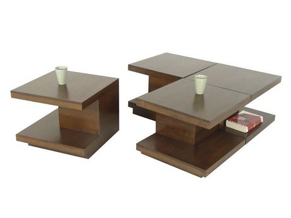 Table basse 4 parties hévéa 100cm OLGA