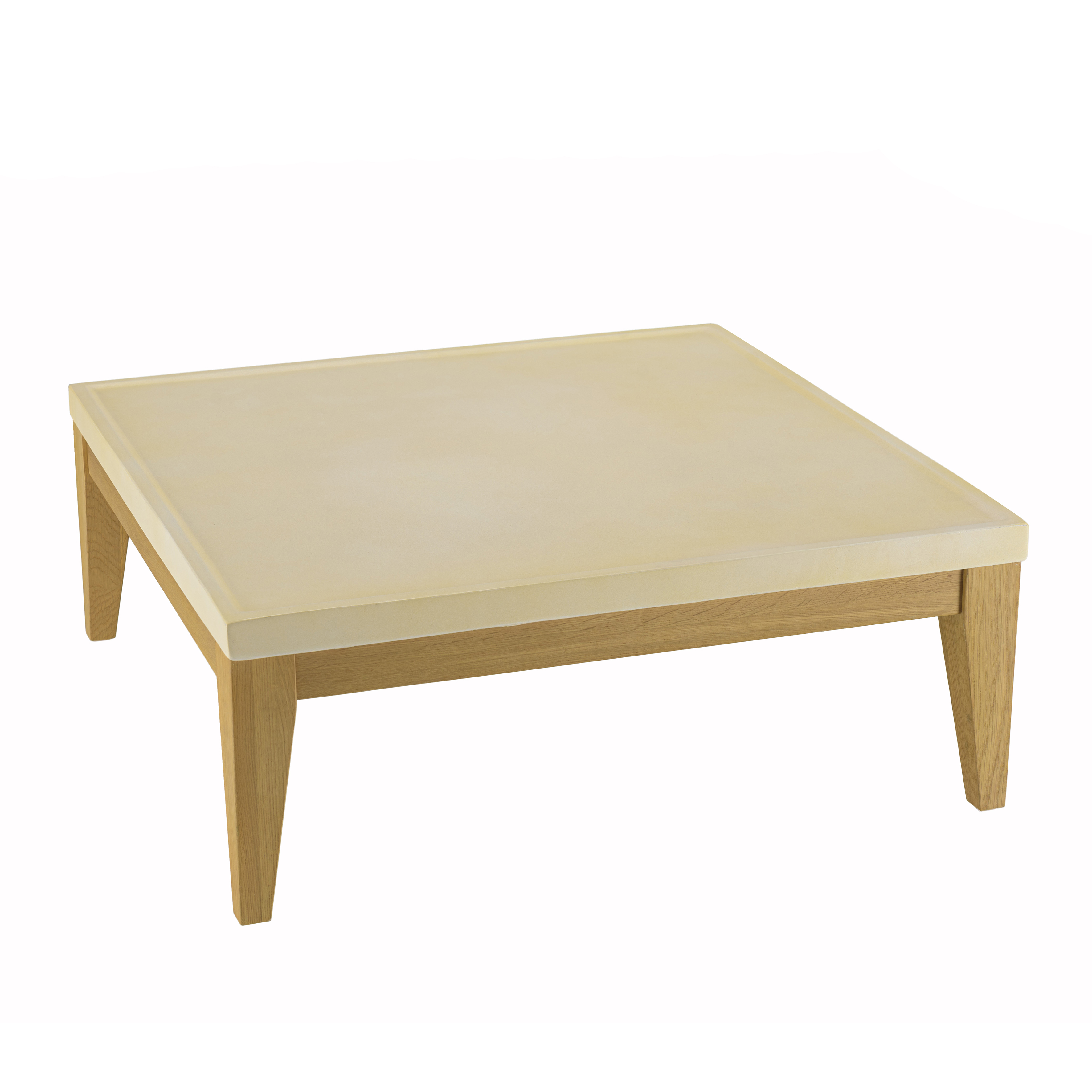 Table basse carrée en béton et chêne 80 cm BRASILIA