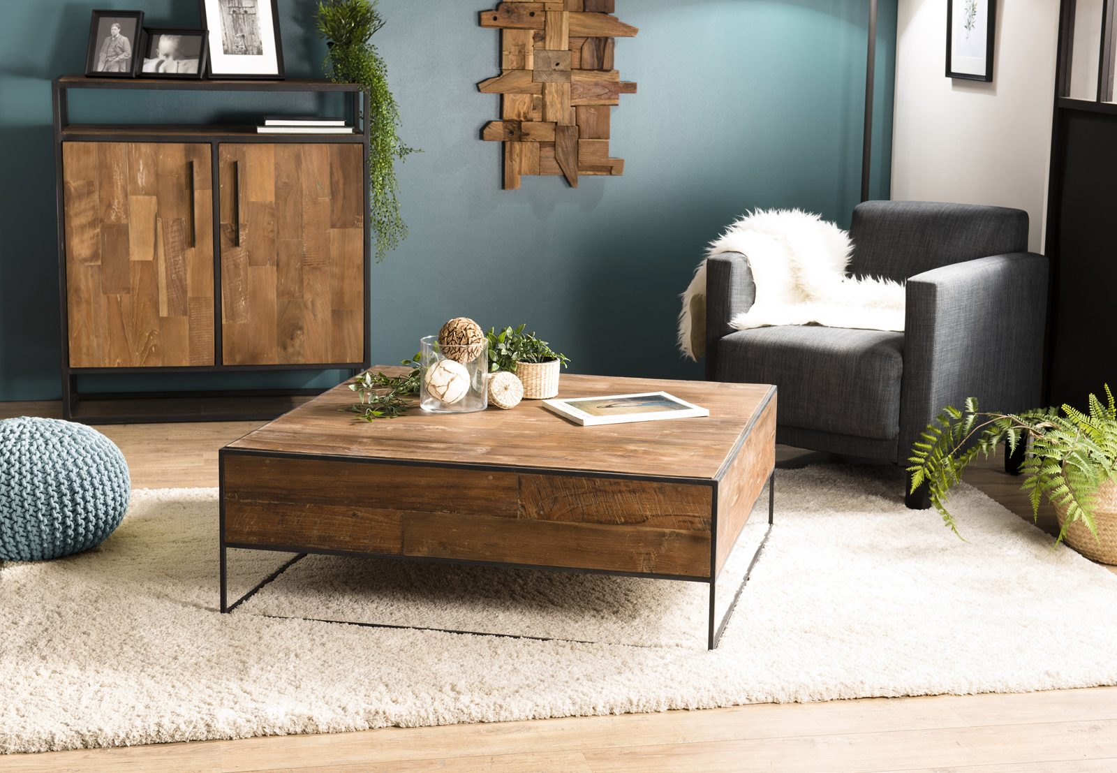 Table basse carrée style atelier SWING