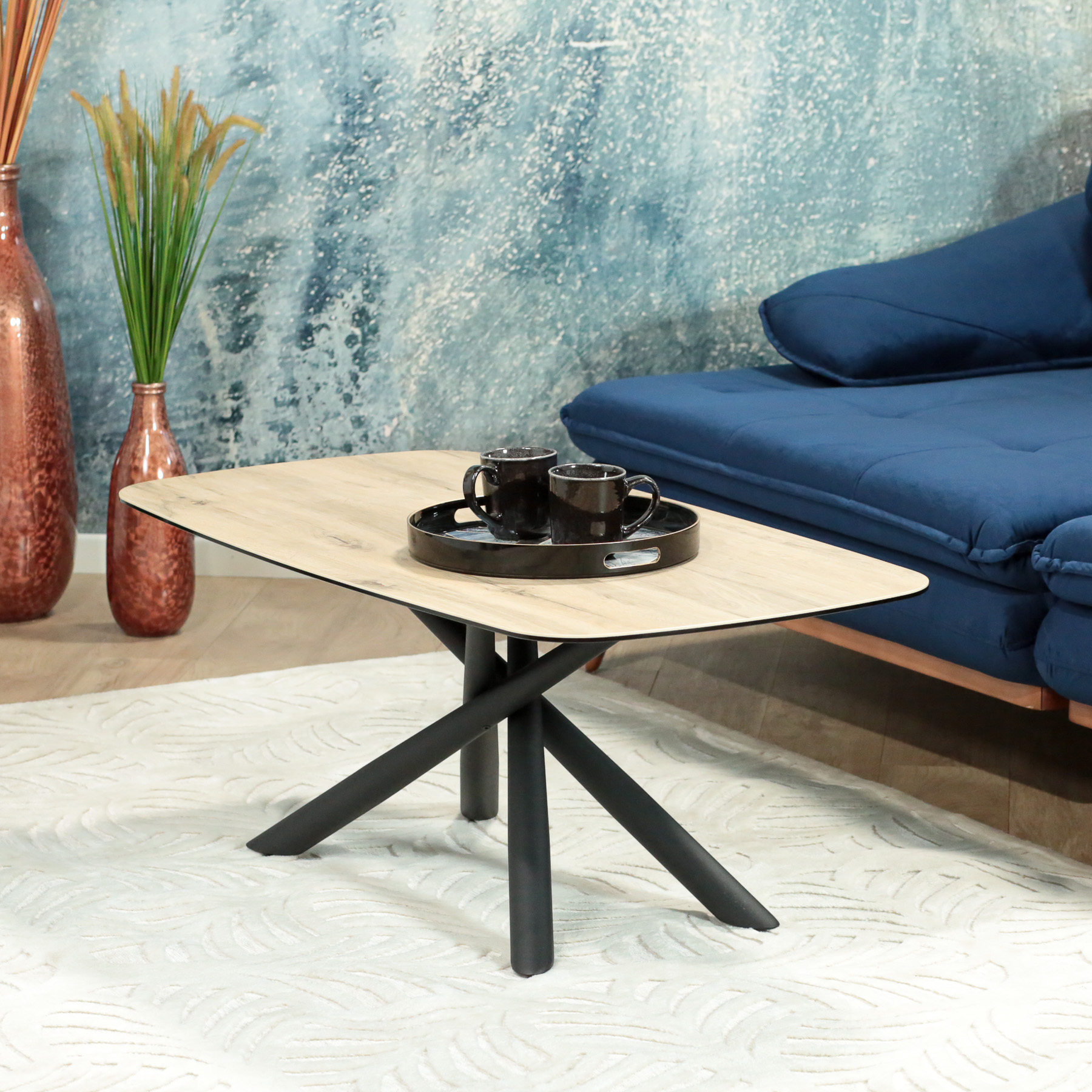 Table basse design en céramique aspect bois LOMBARDIE