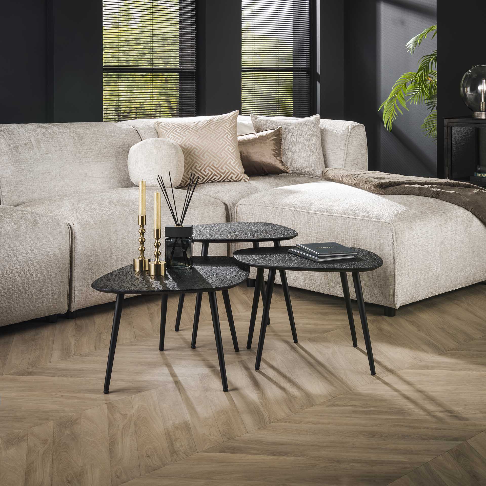 Table basse design organique finition anthracite (3 pièces) RALF
