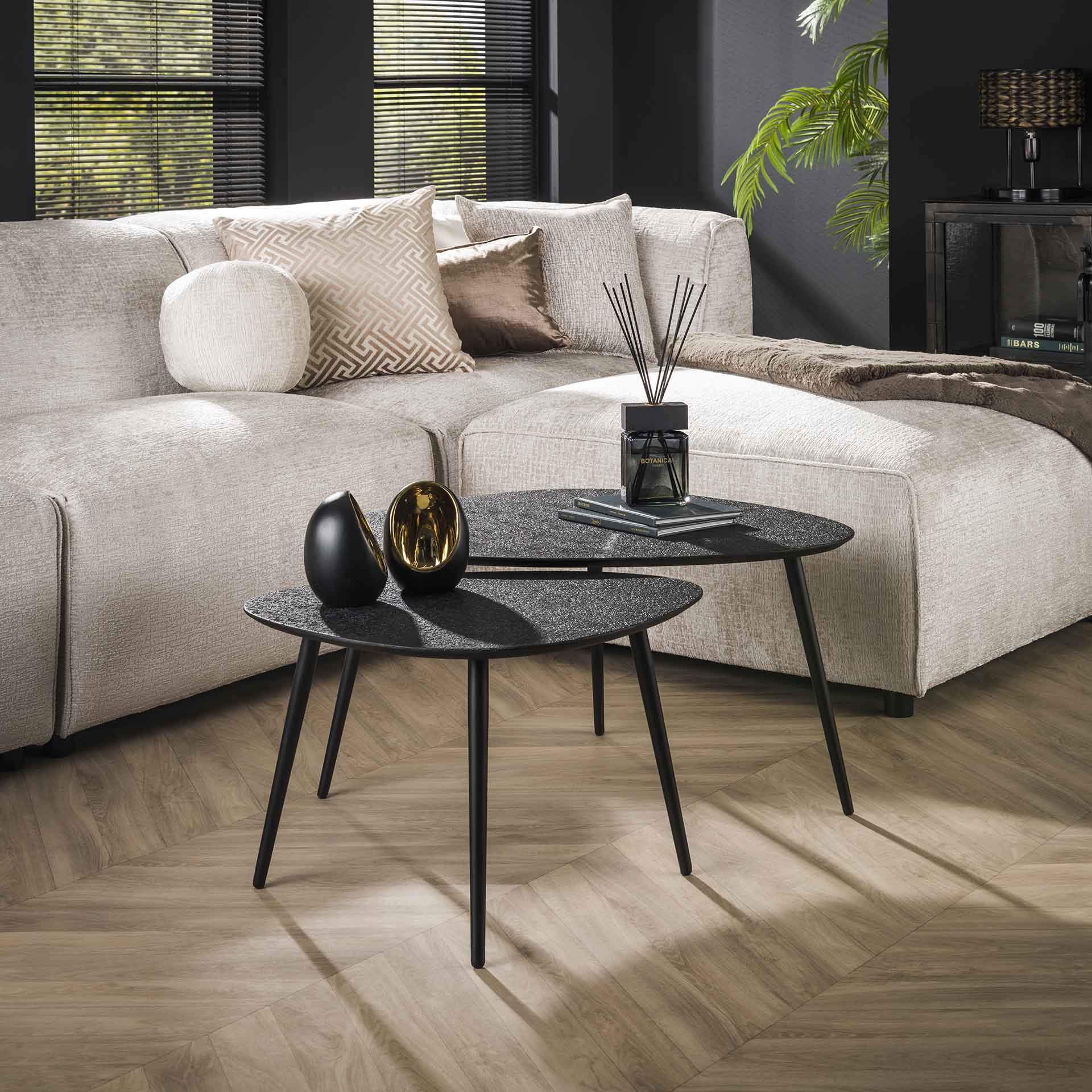 Table basse design organique grise (2 pièces) RALF