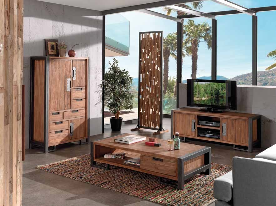 Table basse en teck naturel 2 tiroirs 110x70x35cm CANADA