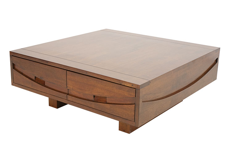 Table basse Hévéa 4 tiroirs 90x90x35cm NIAGARA