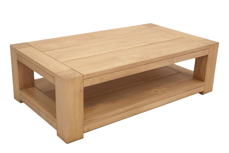 Table basse Hévéa double plateaux 115x65x35cm ATTAN