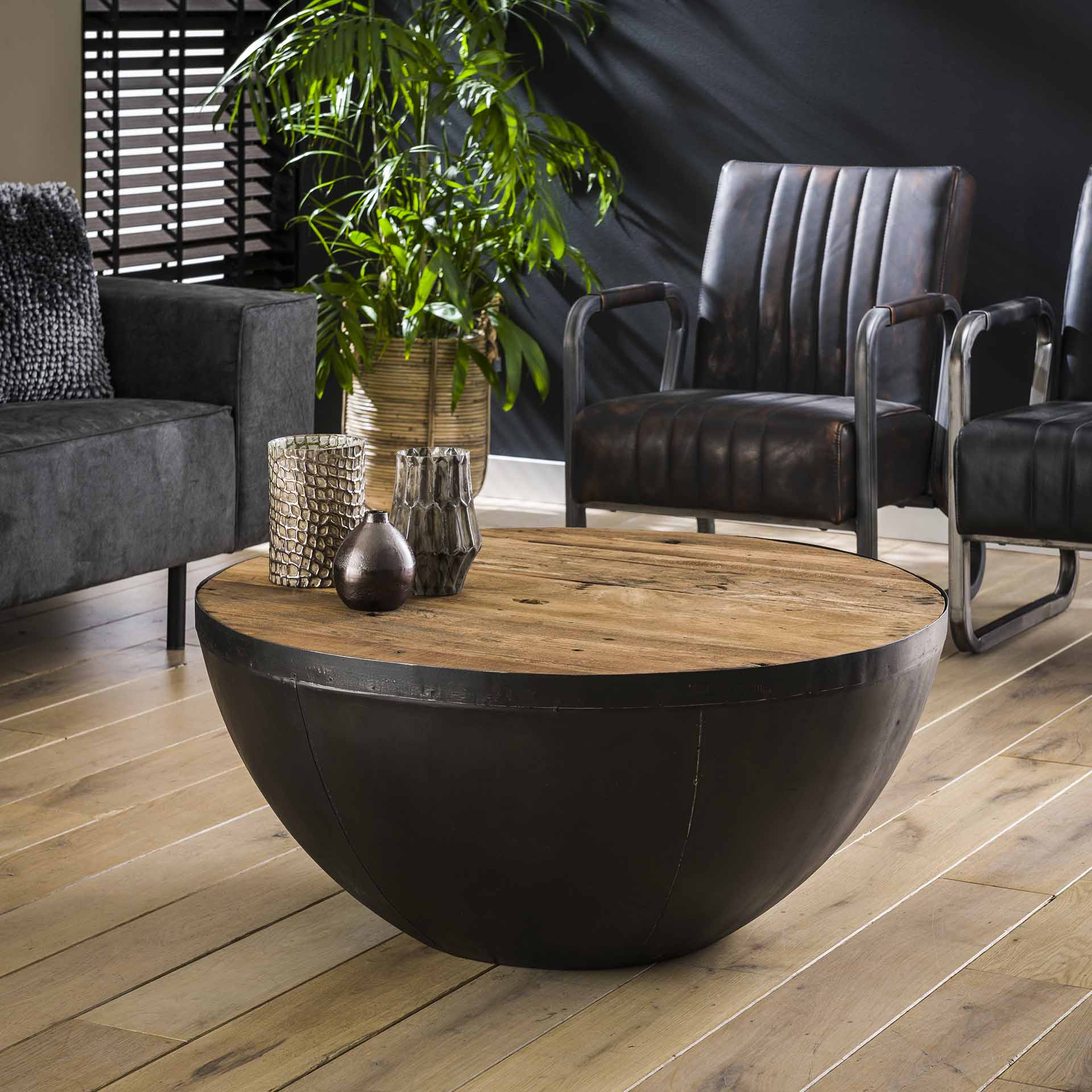 Table basse industrielle ronde SHEFFIELD
