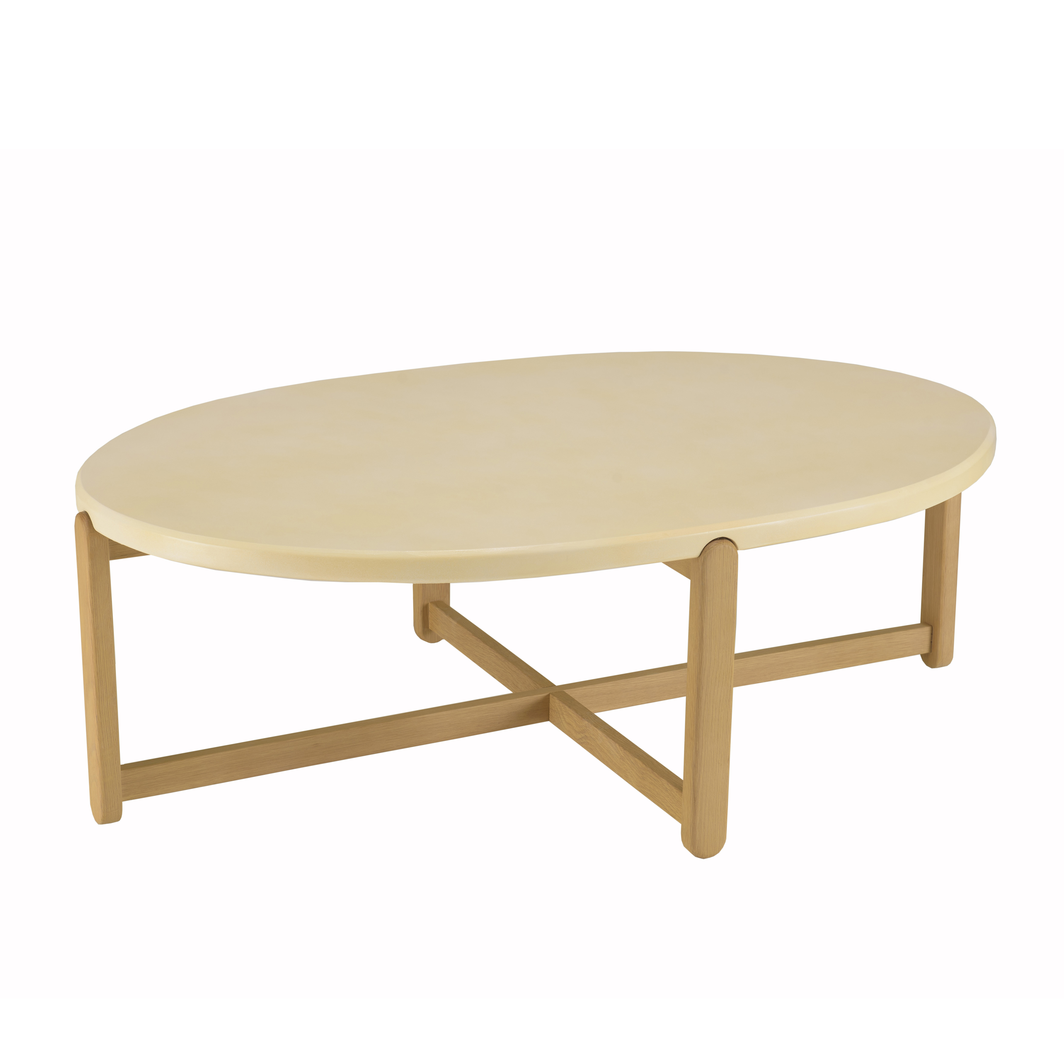 Table basse ovale plateau béton beige 121 cm BRASILIA