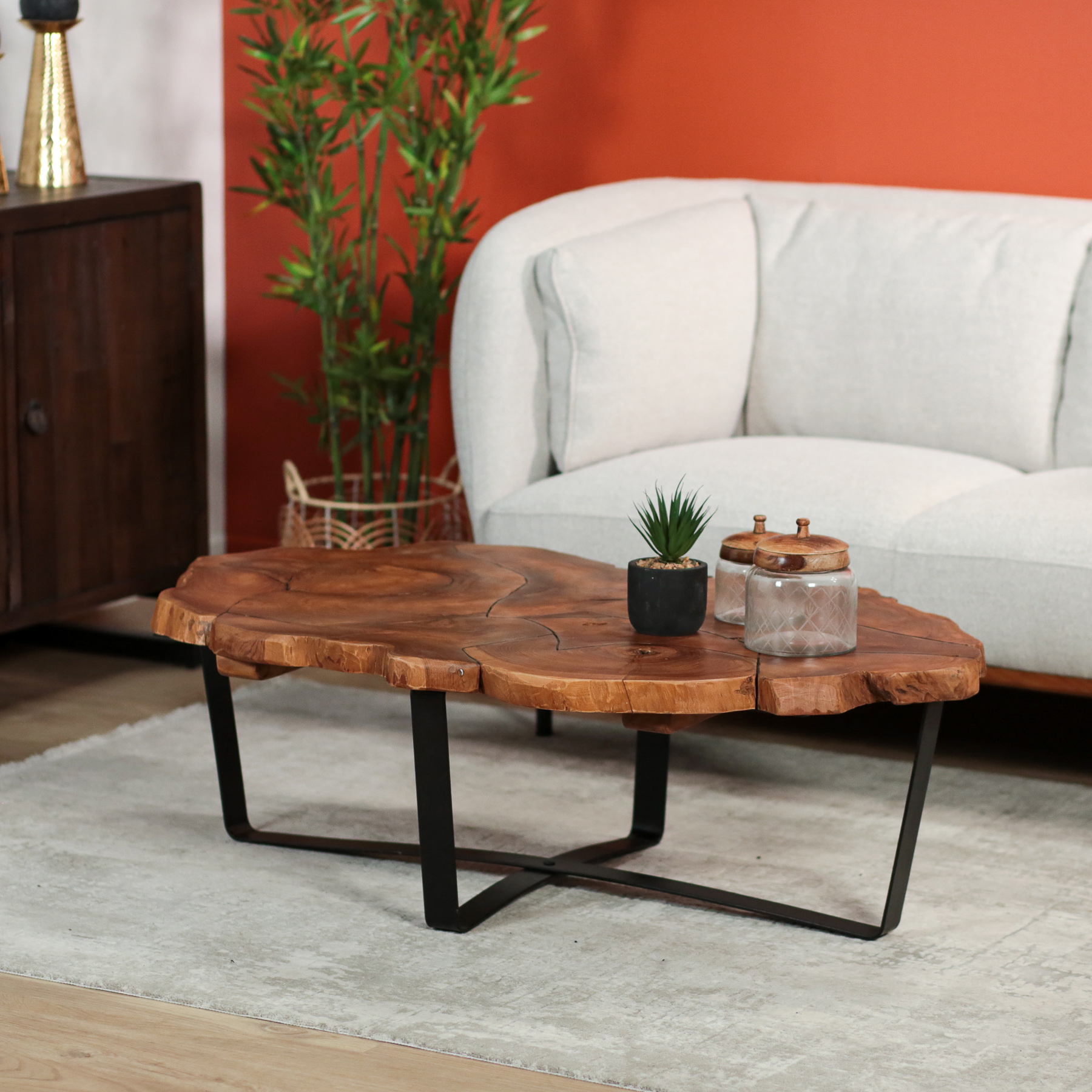 Table basse ovale teck massif recyclé BALTIMORE