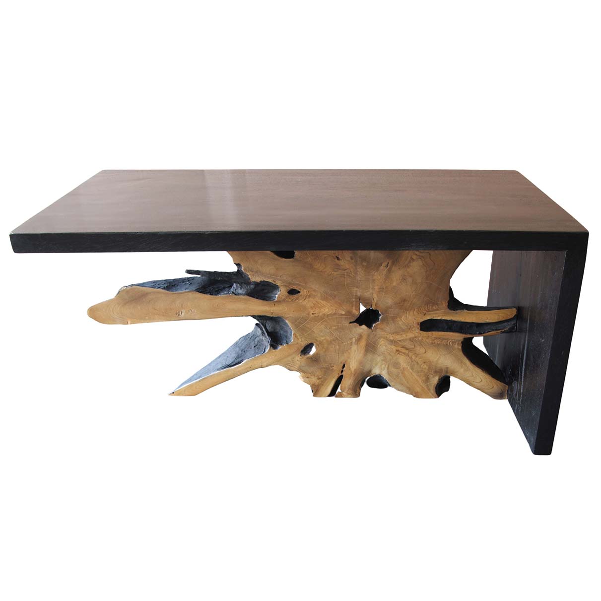 Table basse racine de teck contour bois noir ARIZONA