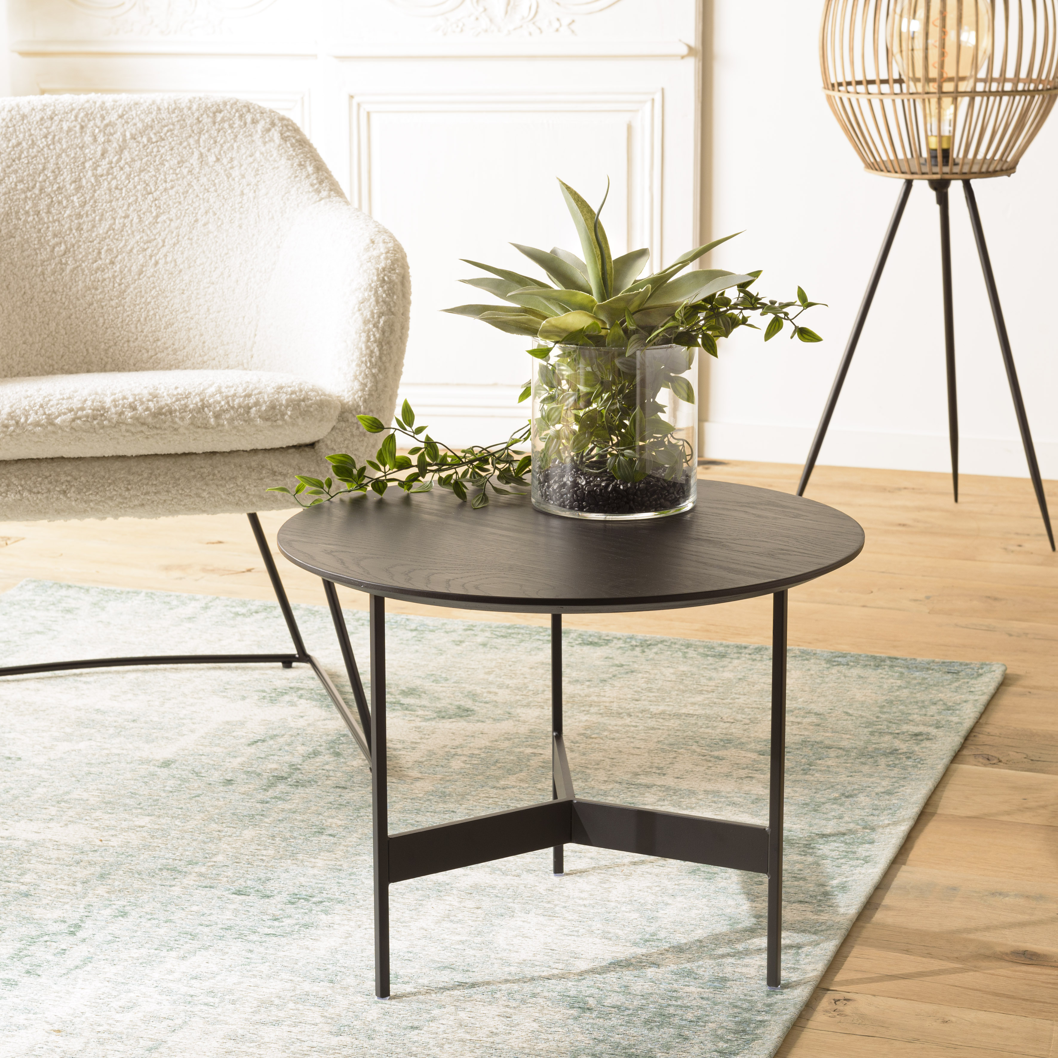 Table basse ronde 50 cm bois noir CORUMBA