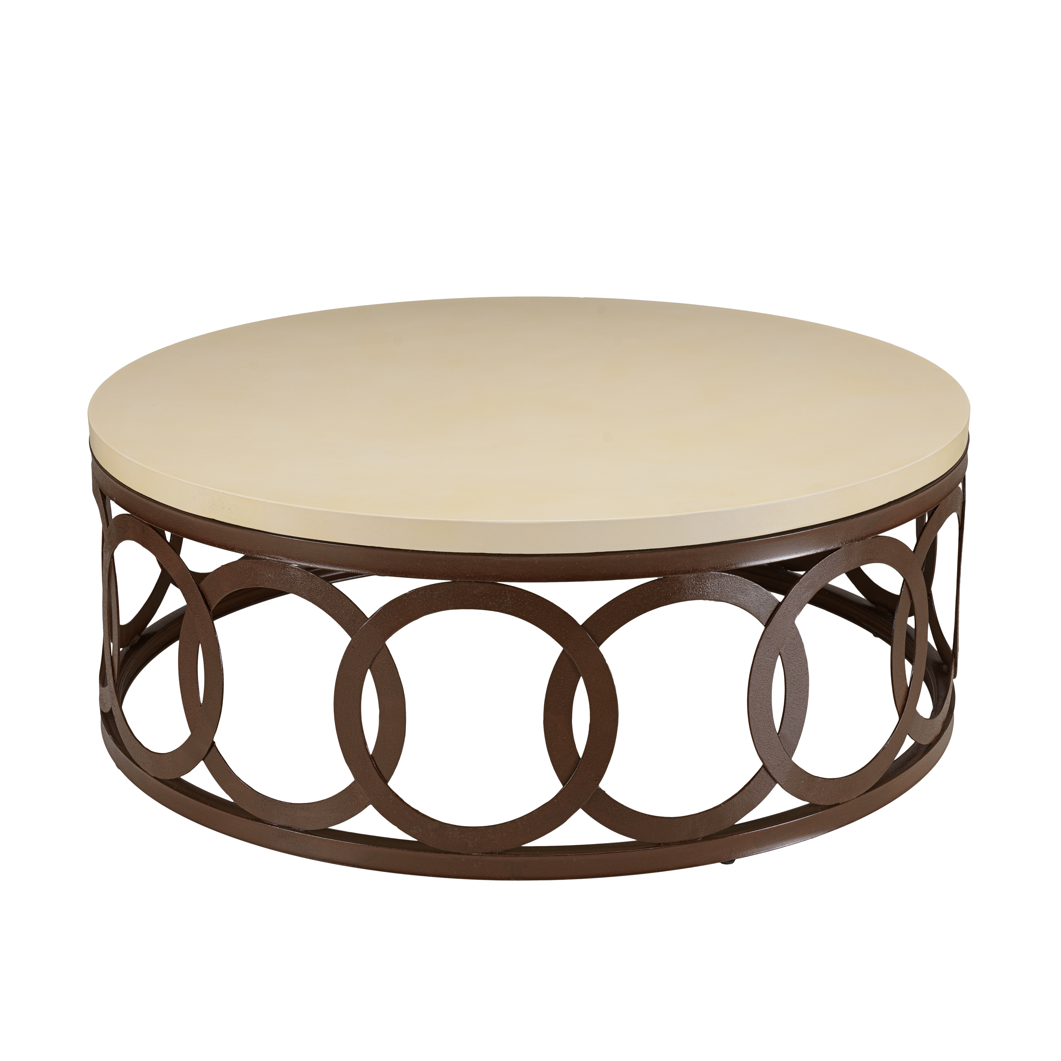 Table basse ronde béton et métal 105 cm pied chaîne BRASILIA