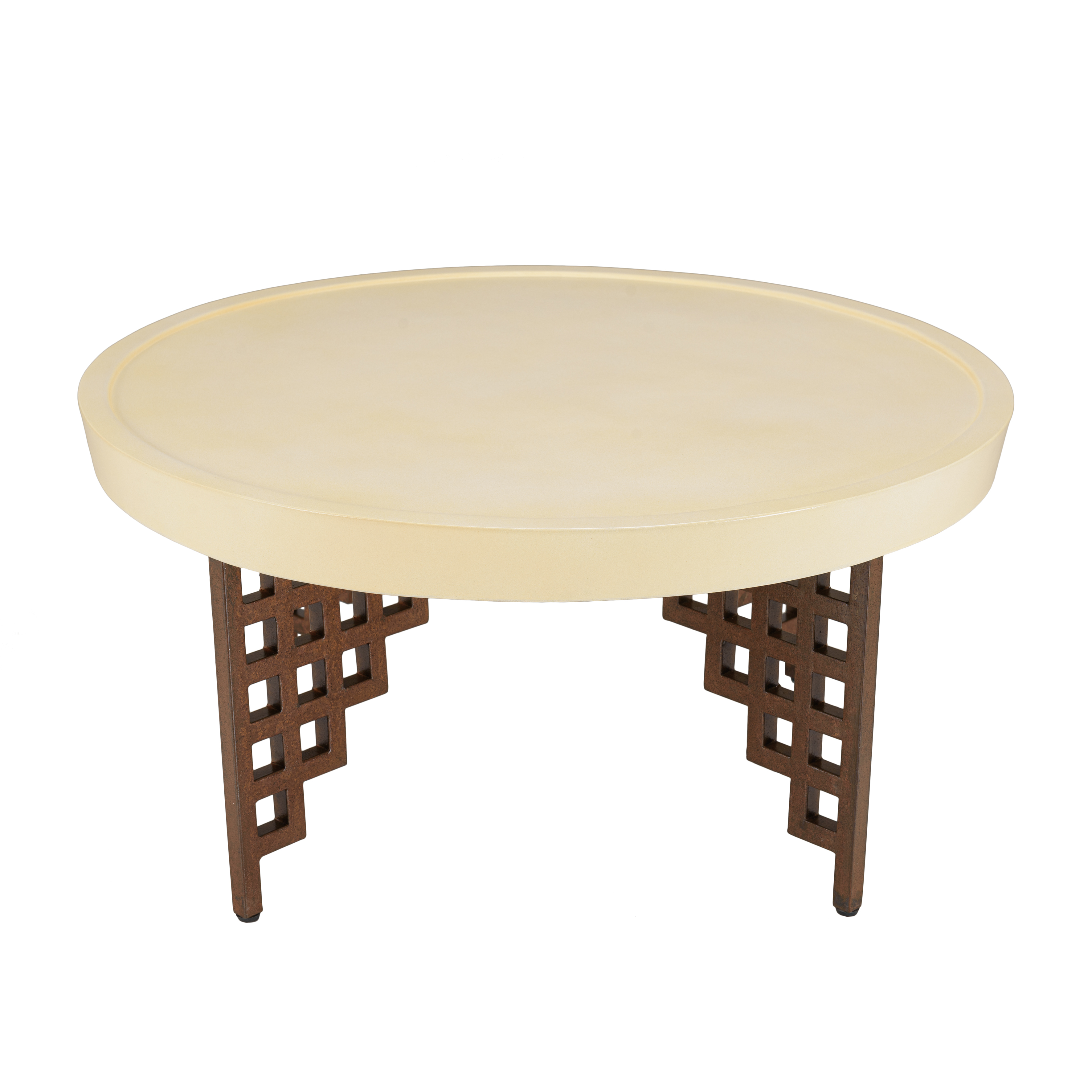 Table basse ronde béton et métal pied grillage BRASILIA
