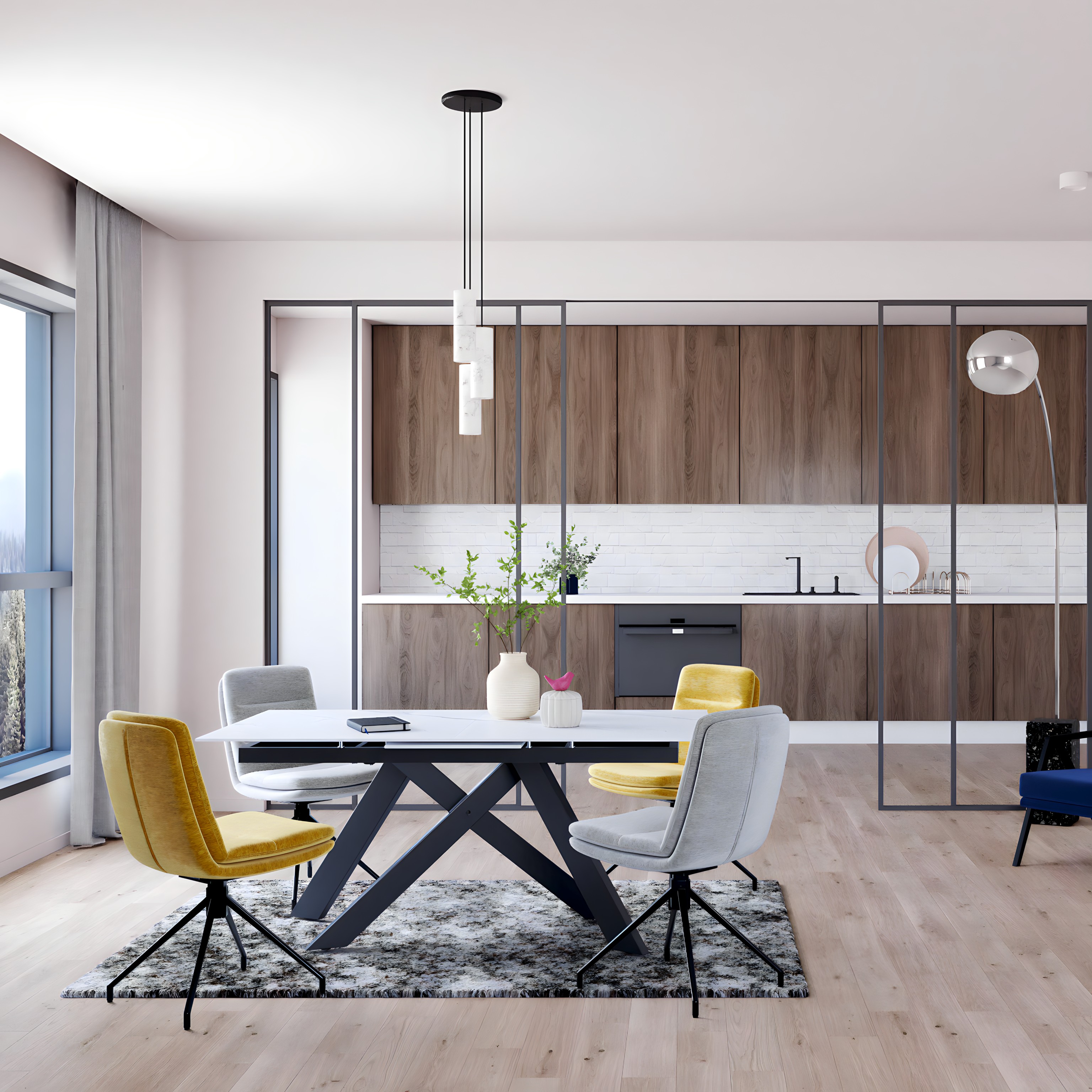 Table céramique extensible blanche marbrée 170-214 cm OTTAWA