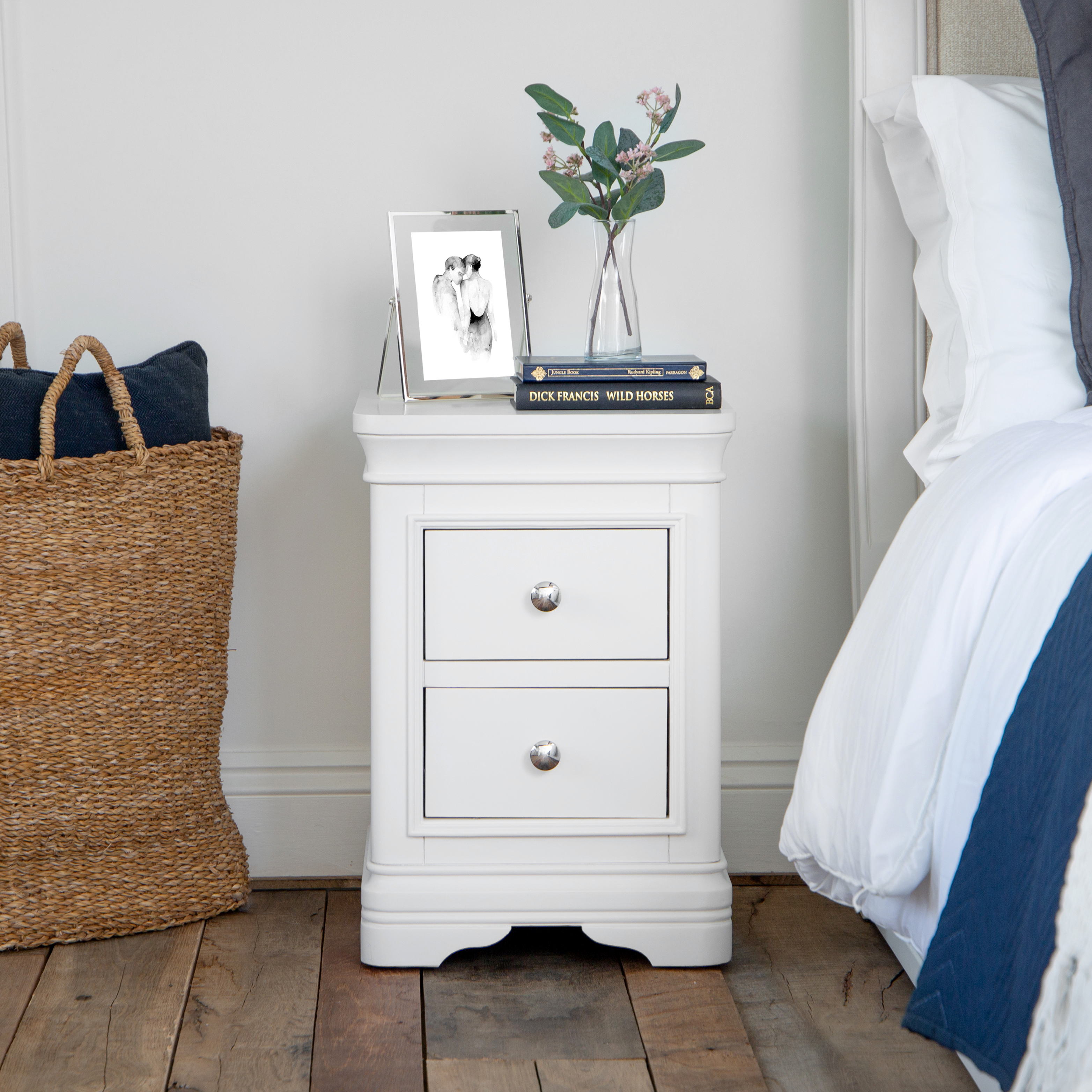 Table de chevet blanche 2 tiroirs ANDROS