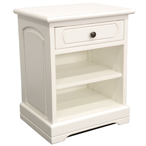 Table de chevet Hévéa 1 tiroir, 2 niches 43x33x53cm TRADITION