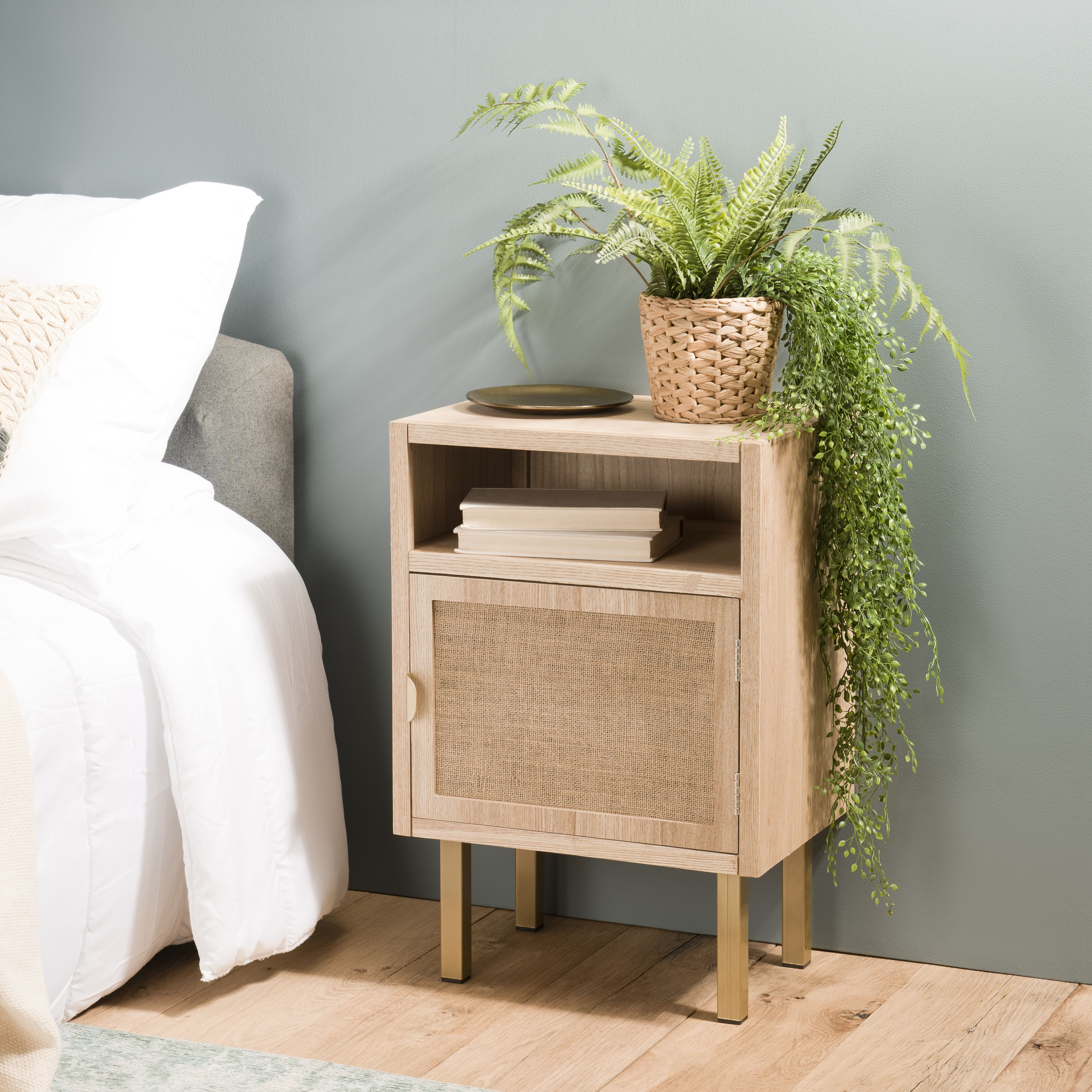 Table de chevet moderne toile de jute CORDOUE