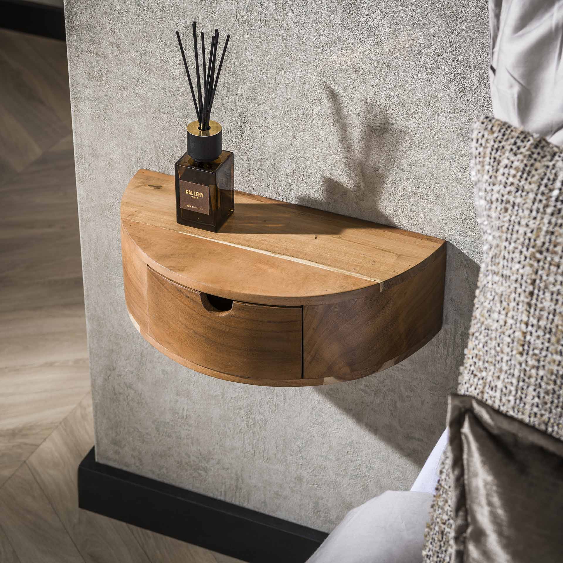 Table de chevet murale courbe 1 tiroir MELBOURNE