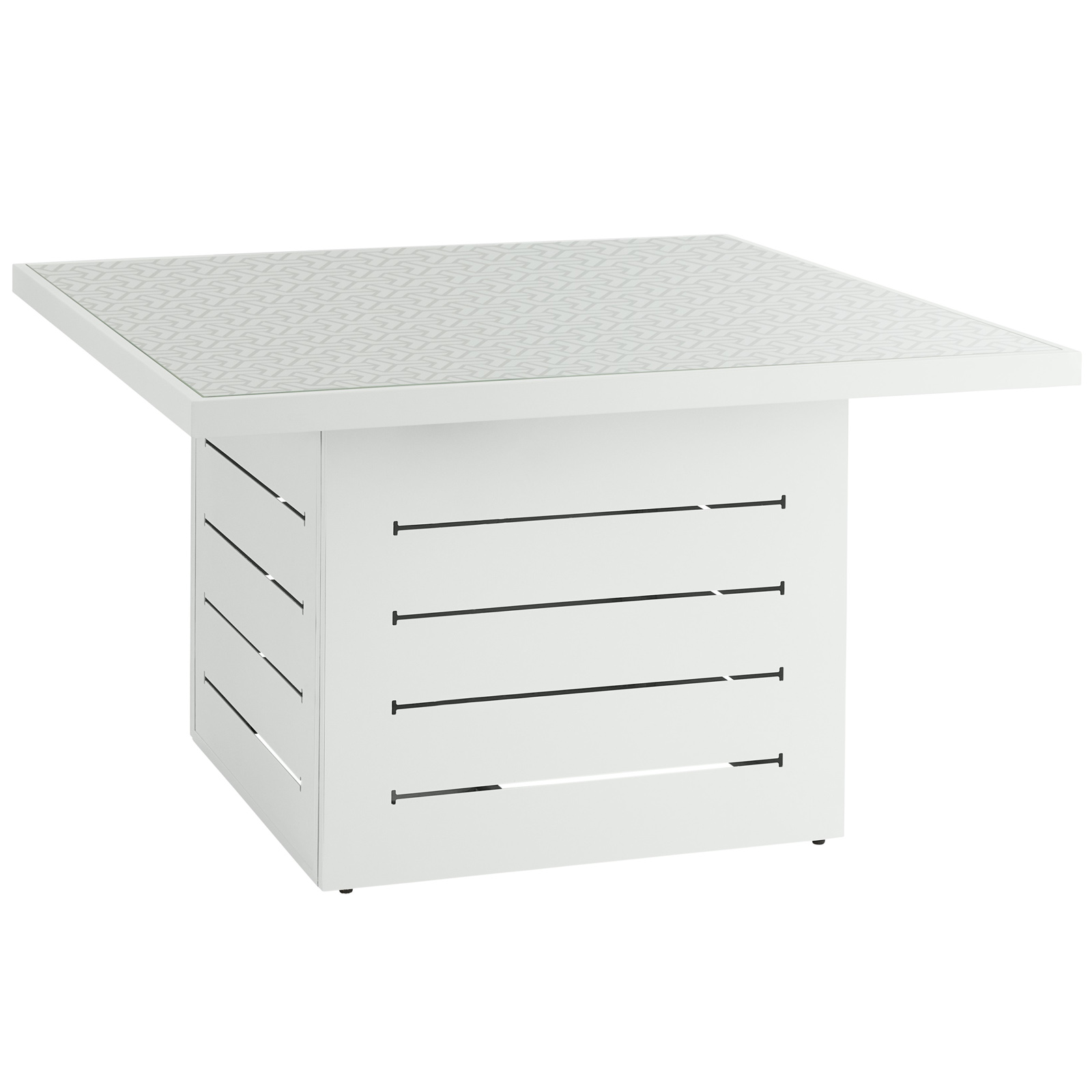 Table de jardin carrée en aluminium blanc avec motifs graphiques MAJORQUE