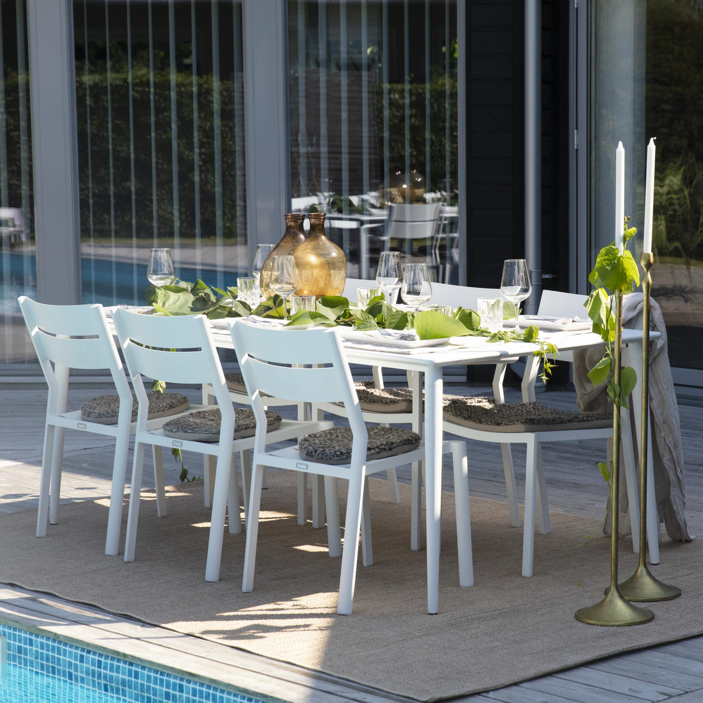 Table de jardin en aluminium finition blanc 200 cm STOCKHOLM
