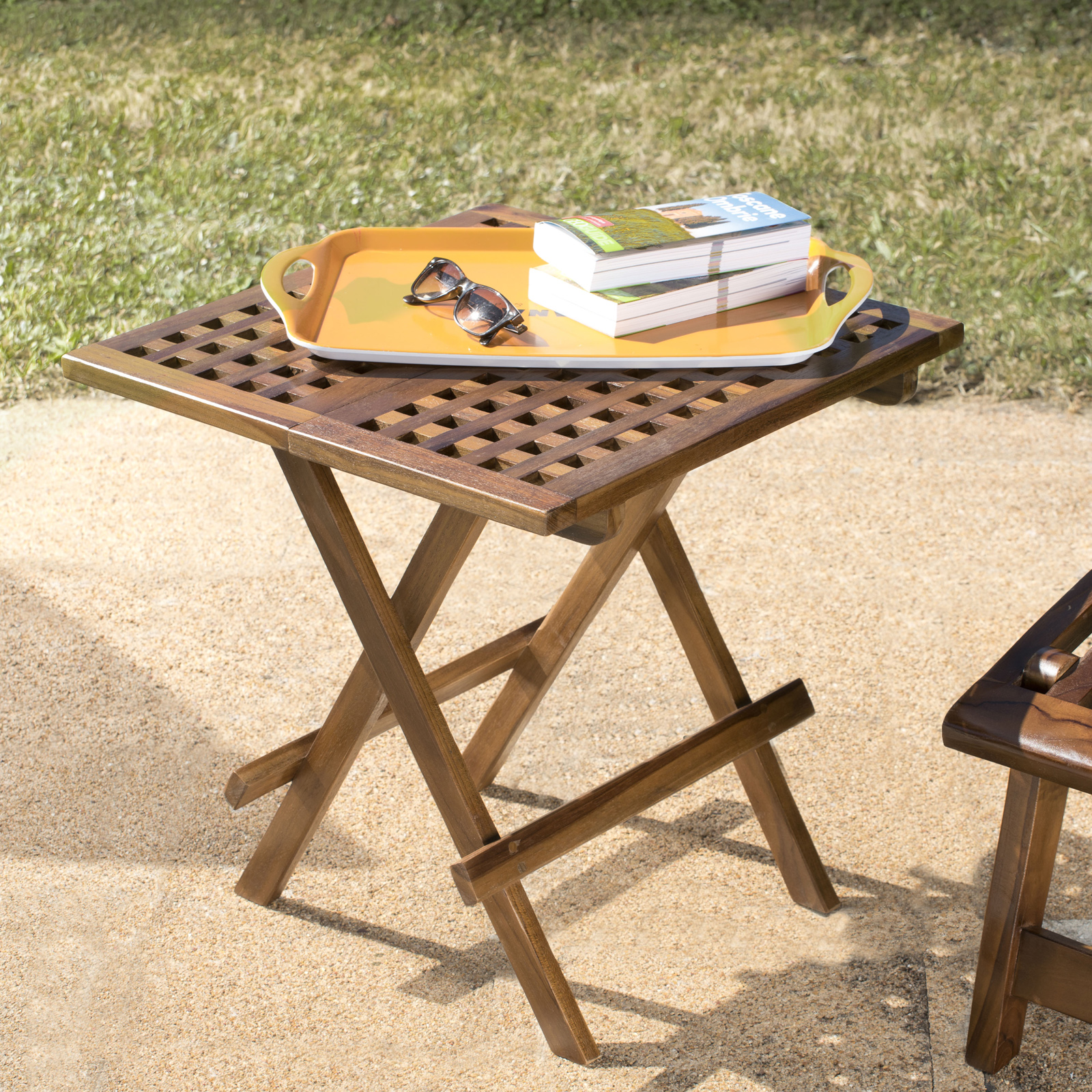 Table de pique-nique carrée en teck 50 cm SUMMER