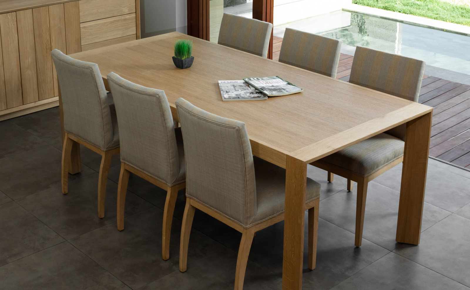 Table de Repas en Chêne massif naturel 200x95x76cm KUBICO