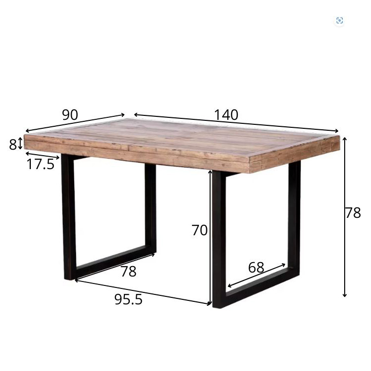 Table de salle à manger extensible en bois recyclé 140-180 cm AUCKLAND