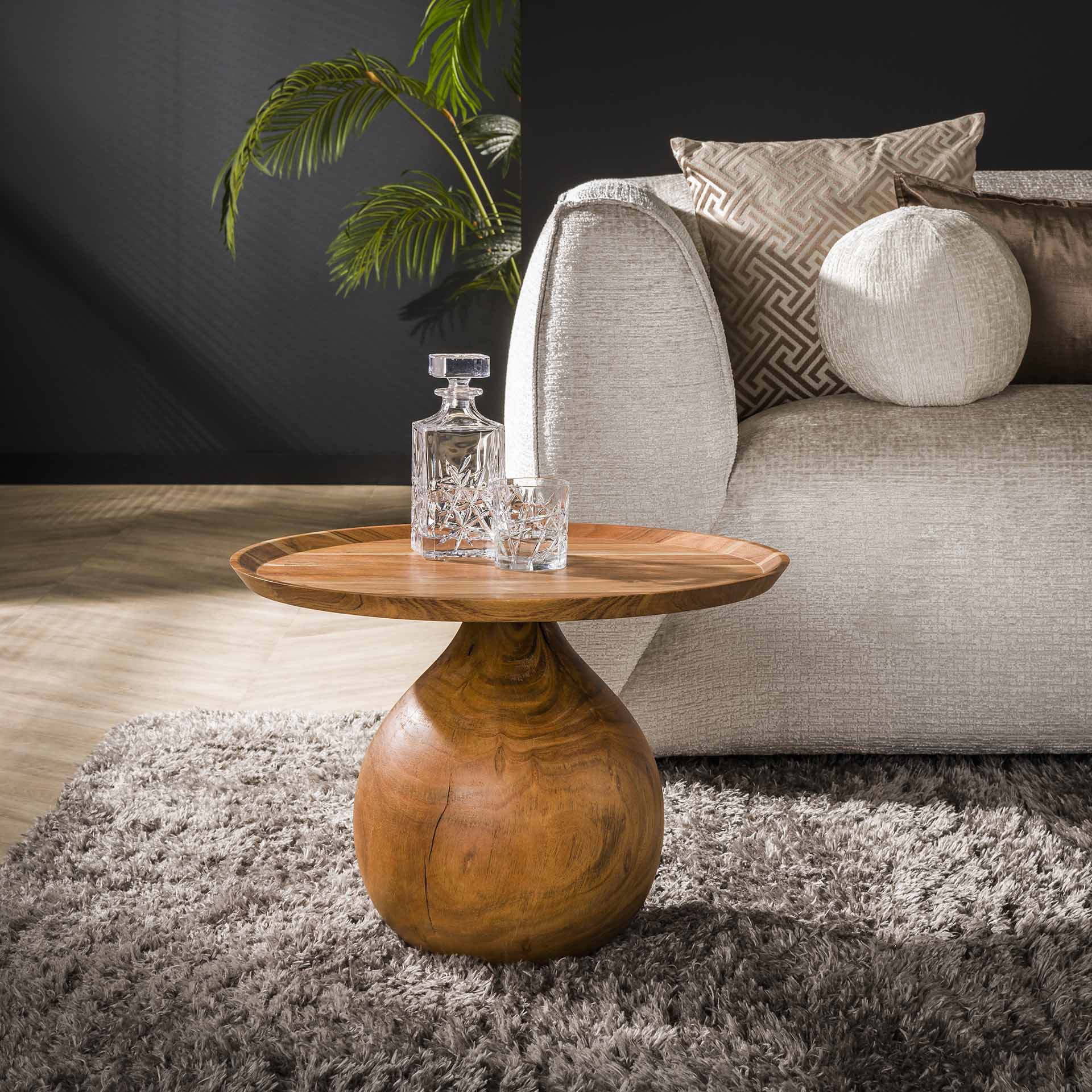 Table de salon ronde forme organique en bois d'acacia massif MELBOURNE