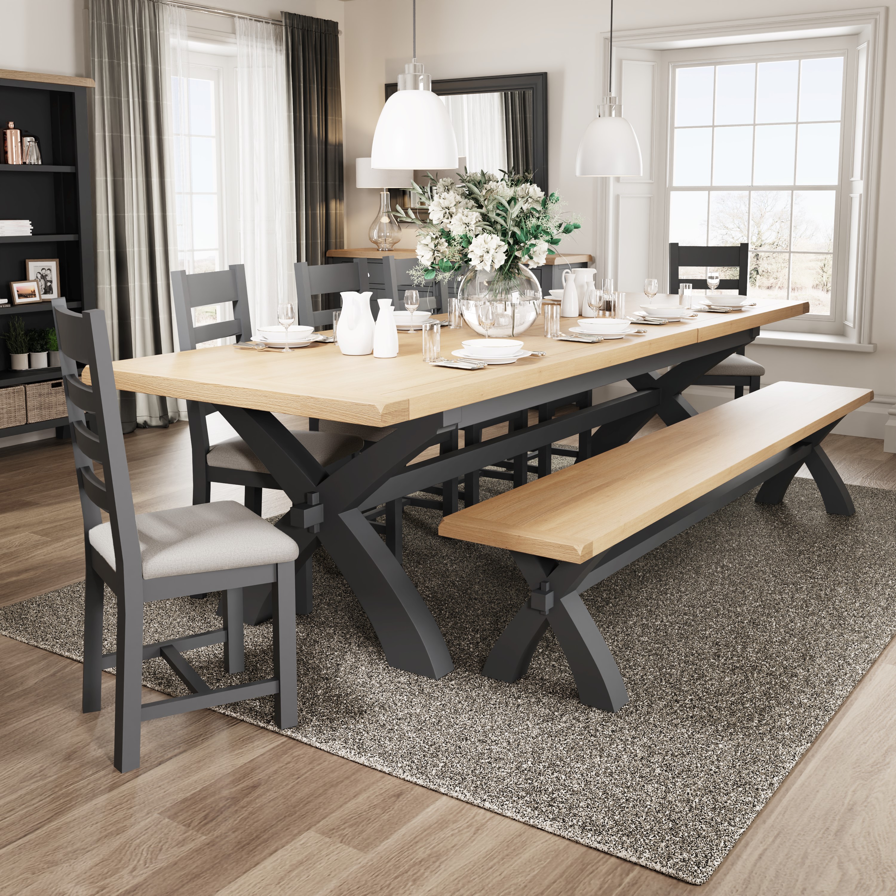Table extensible en bois finition charbon 180-230 cm COVENTRY